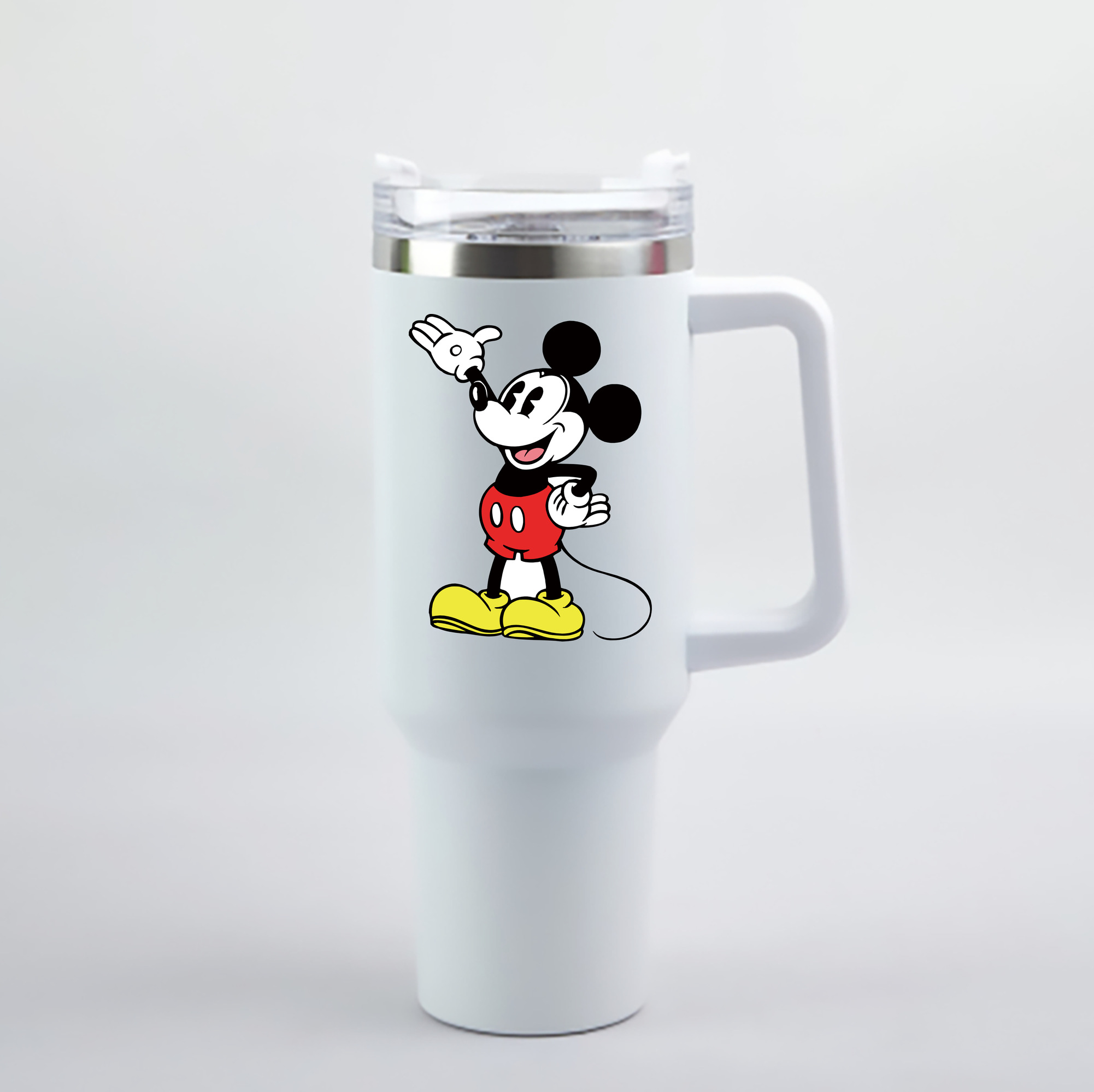 （画像用） ミッキーマウス Mickey Mouse 1200mL車用タンブラー - クリスタルステッカー（プラスチックストロー付き）