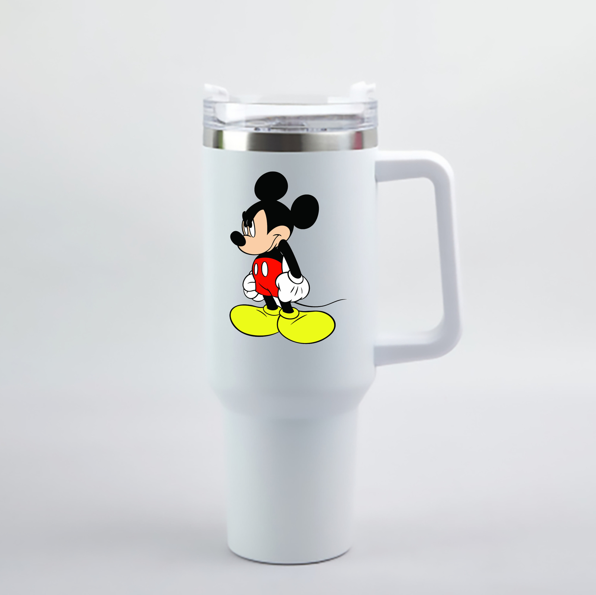 （画像用） ミッキーマウス Mickey Mouse 1200mL車用タンブラー - クリスタルステッカー（プラスチックストロー付き）
