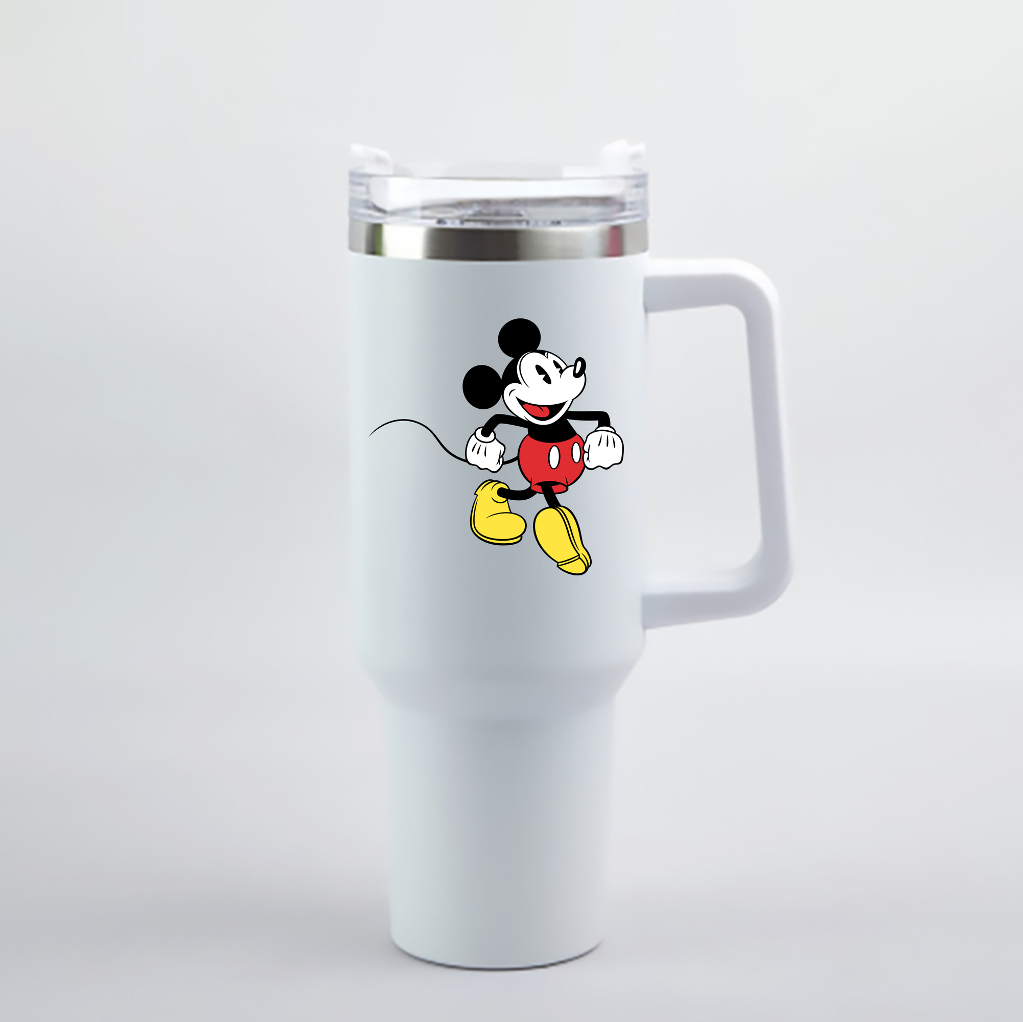 （画像用） ミッキーマウス Mickey Mouse 1200mL車用タンブラー - クリスタルステッカー（プラスチックストロー付き）
