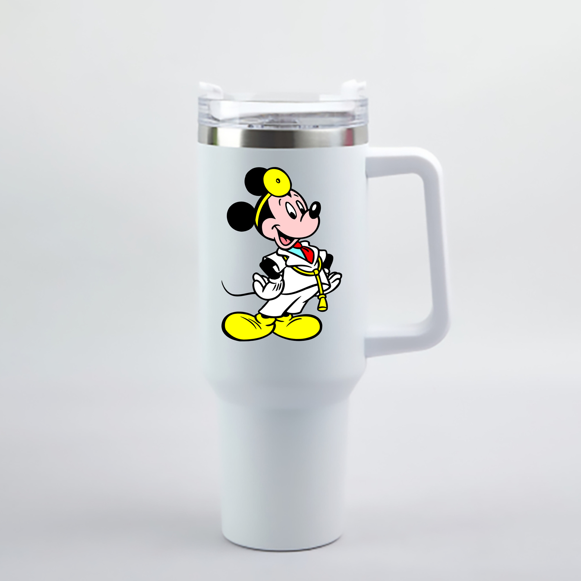 （画像用） ミッキーマウス Mickey Mouse 1200mL車用タンブラー - クリスタルステッカー（プラスチックストロー付き）