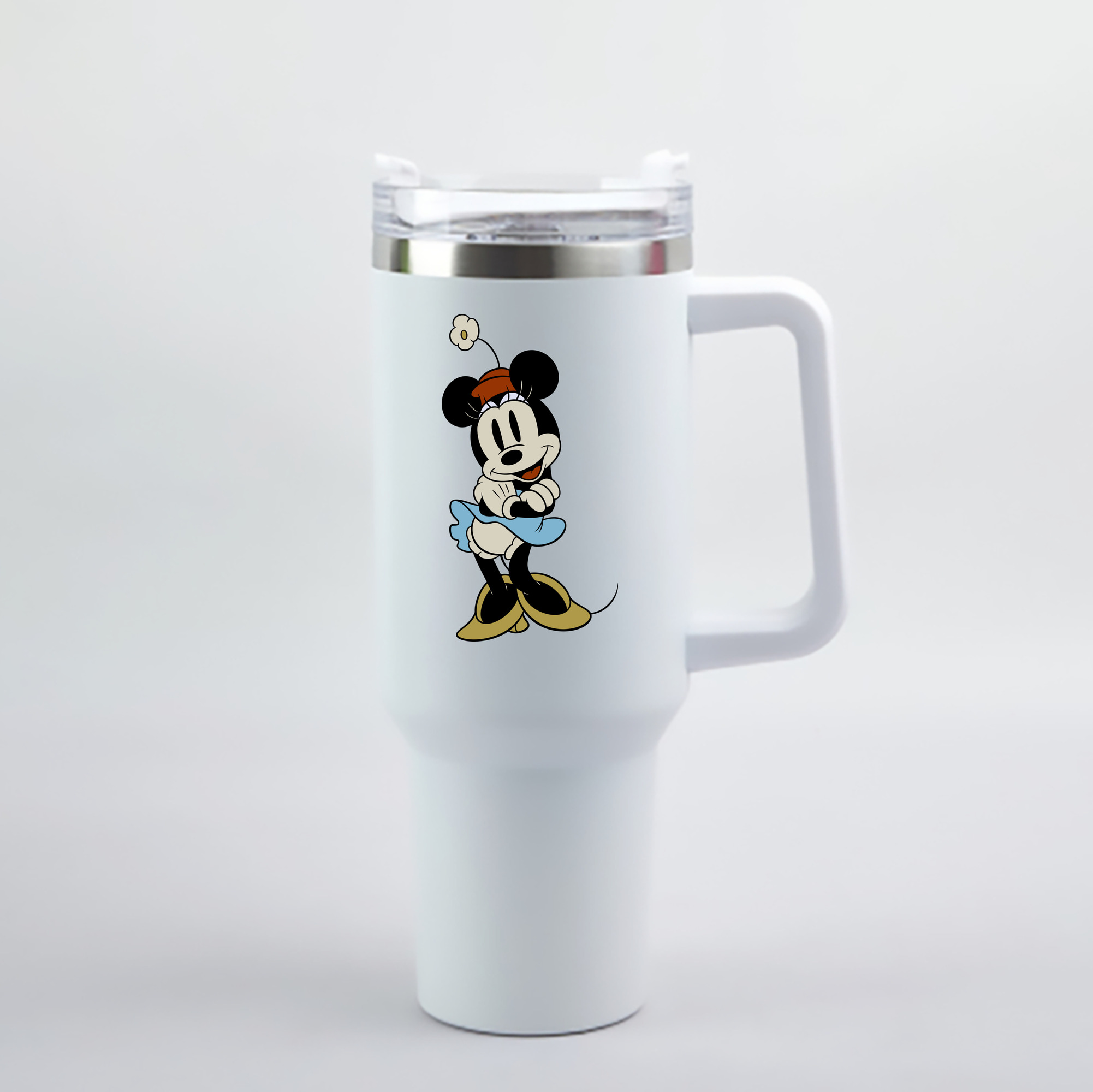 （画像用） ミッキーマウス Mickey Mouse 1200mL車用タンブラー - クリスタルステッカー（プラスチックストロー付き）
