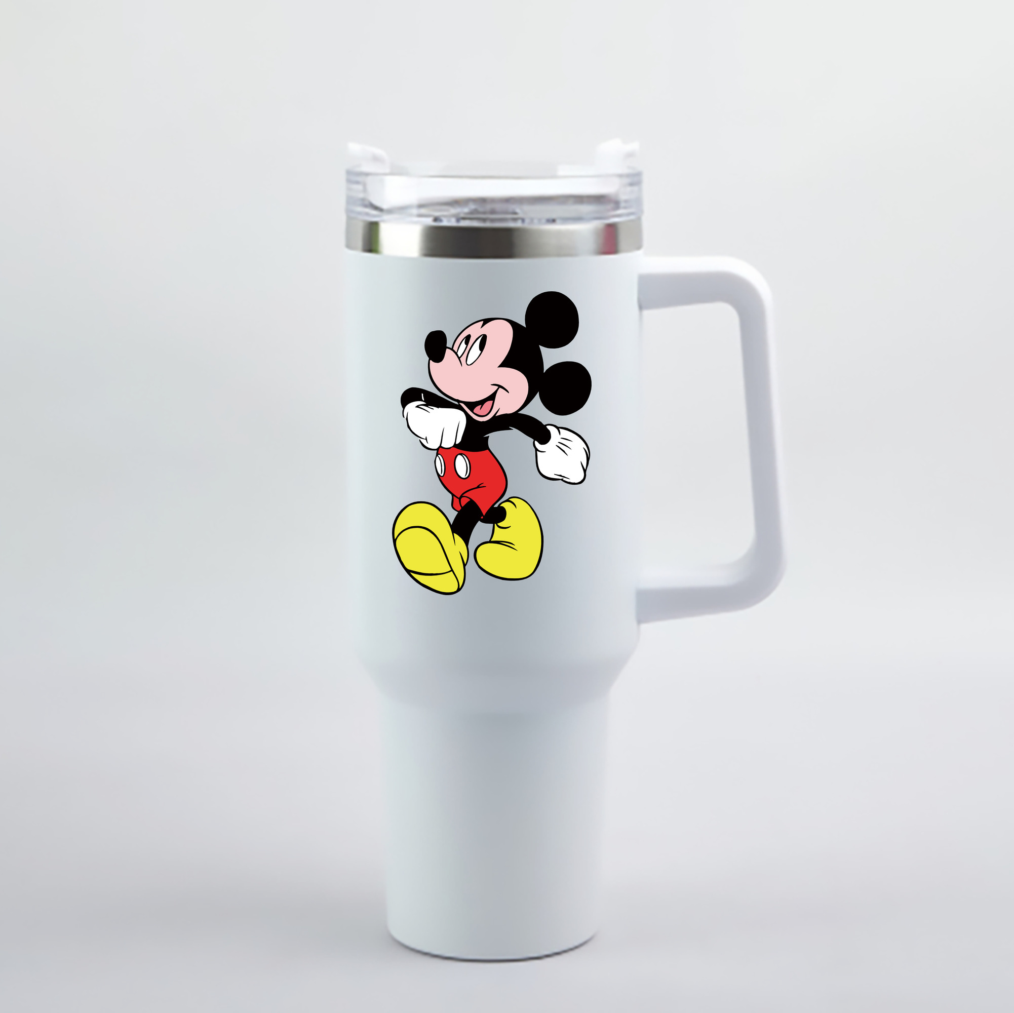 （画像用） ミッキーマウス Mickey Mouse 1200mL車用タンブラー - クリスタルステッカー（プラスチックストロー付き）