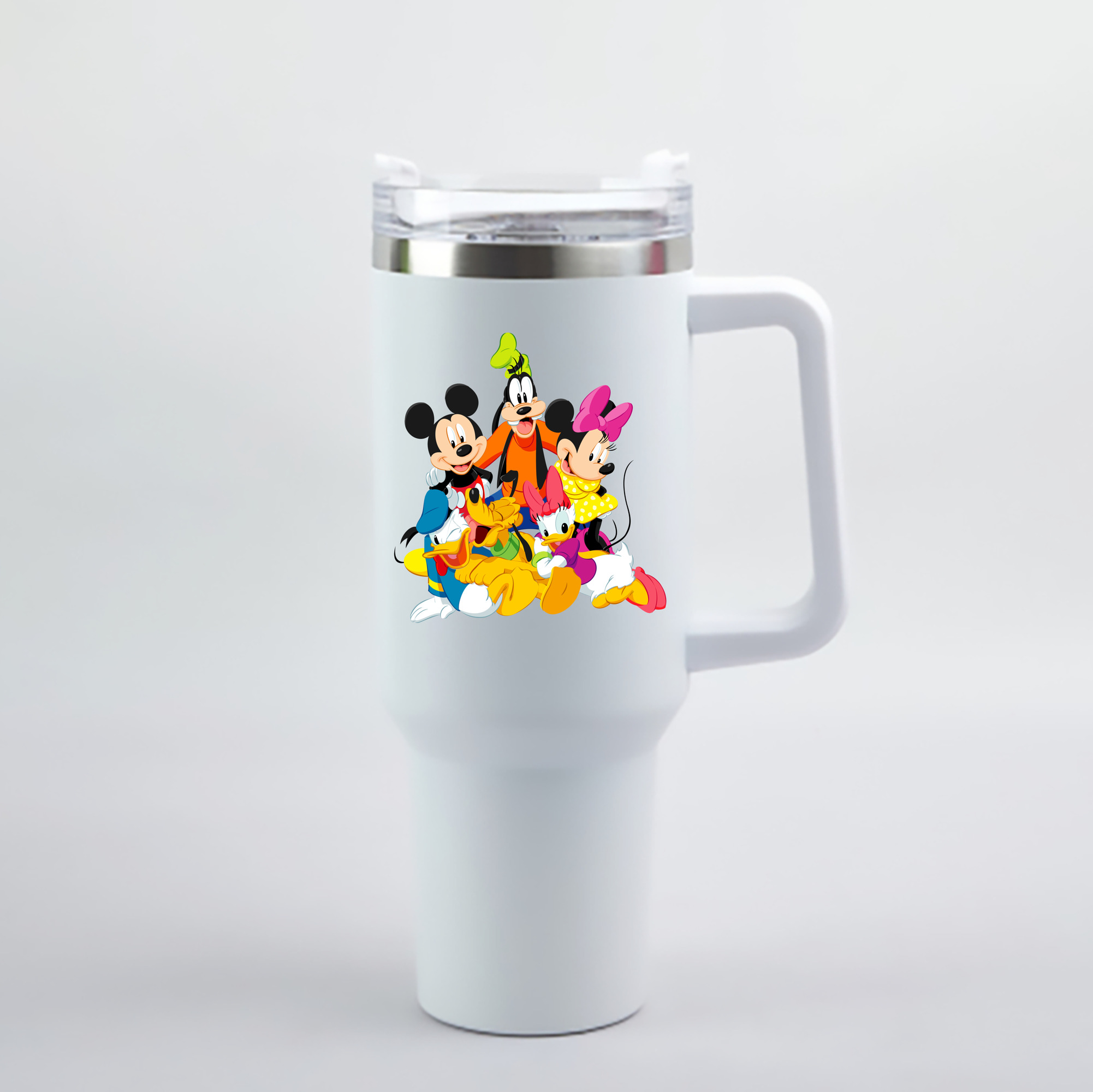 （画像用） ミッキーマウス Mickey Mouse 1200mL車用タンブラー - クリスタルステッカー（プラスチックストロー付き）