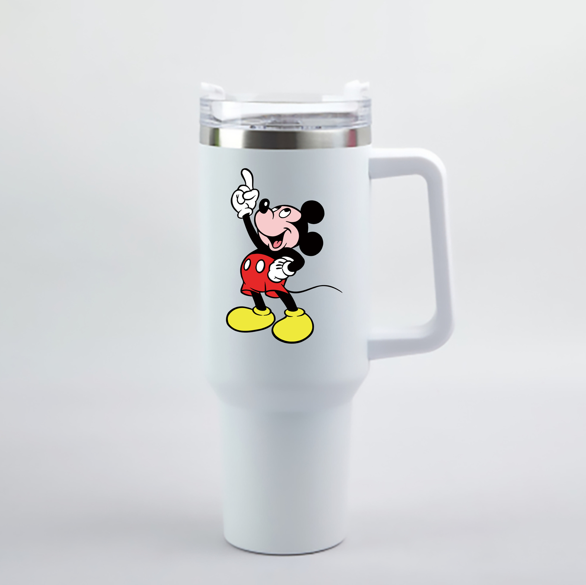 （画像用） ミッキーマウス Mickey Mouse 1200mL車用タンブラー - クリスタルステッカー（プラスチックストロー付き）