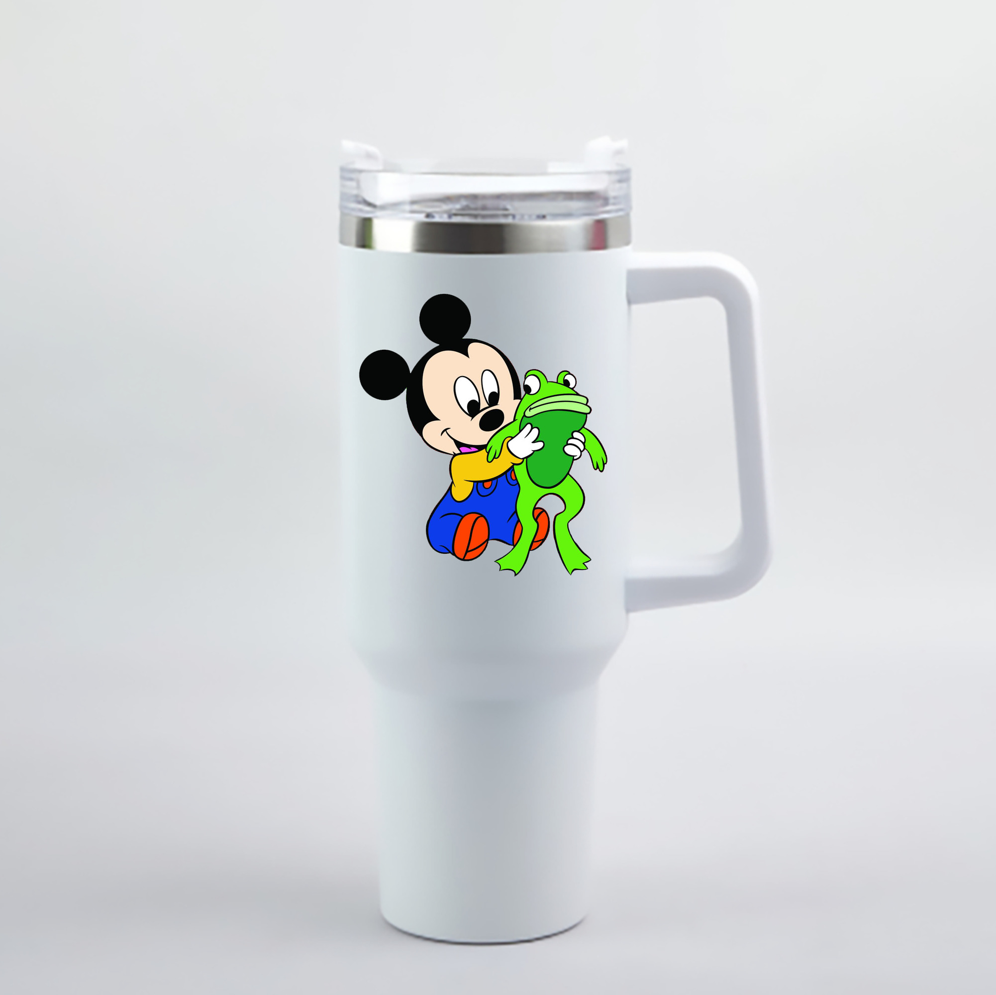 （画像用） ミッキーマウス Mickey Mouse 1200mL車用タンブラー - クリスタルステッカー（プラスチックストロー付き）