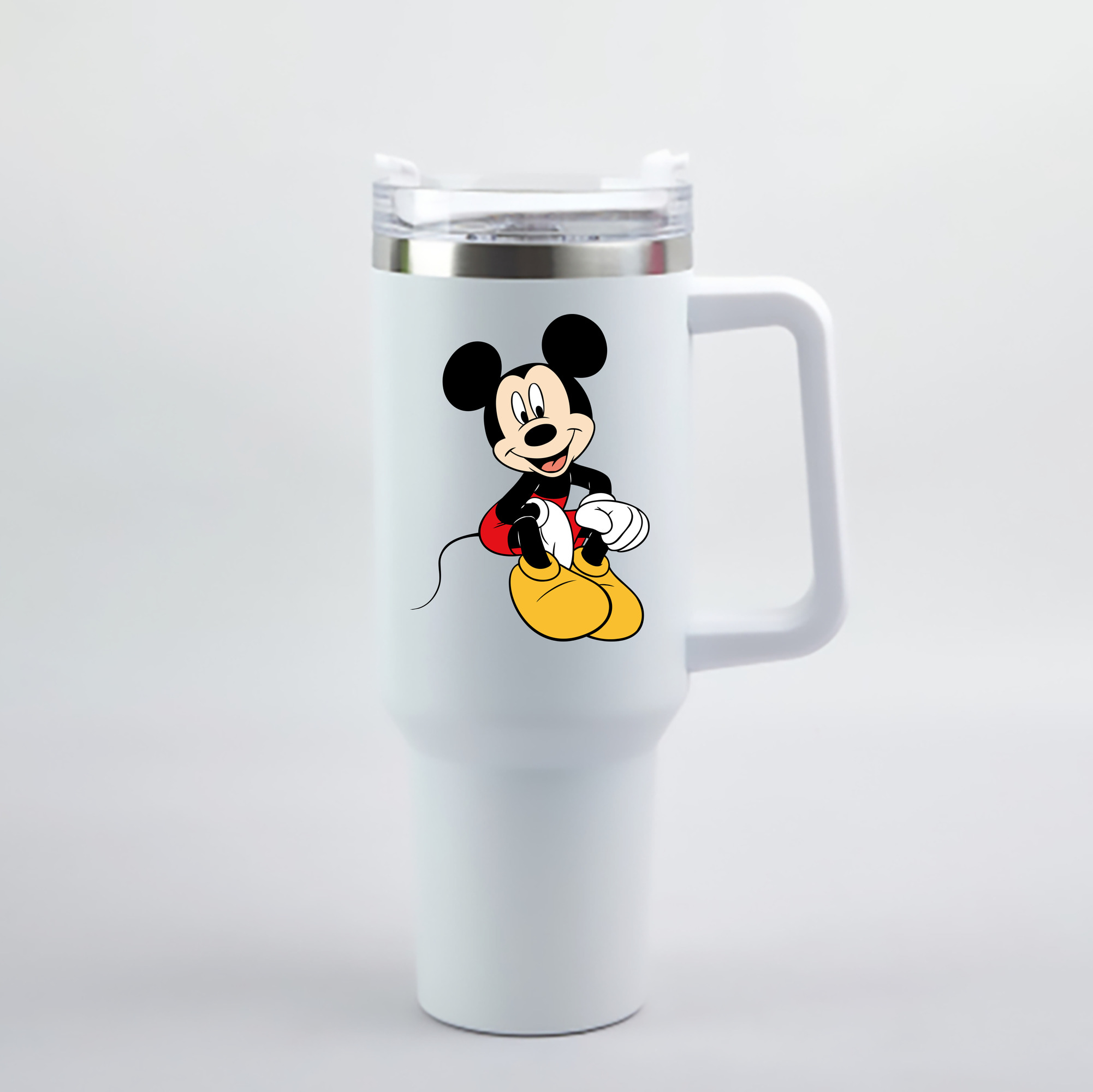 （画像用） ミッキーマウス Mickey Mouse 1200mL車用タンブラー - クリスタルステッカー（プラスチックストロー付き）