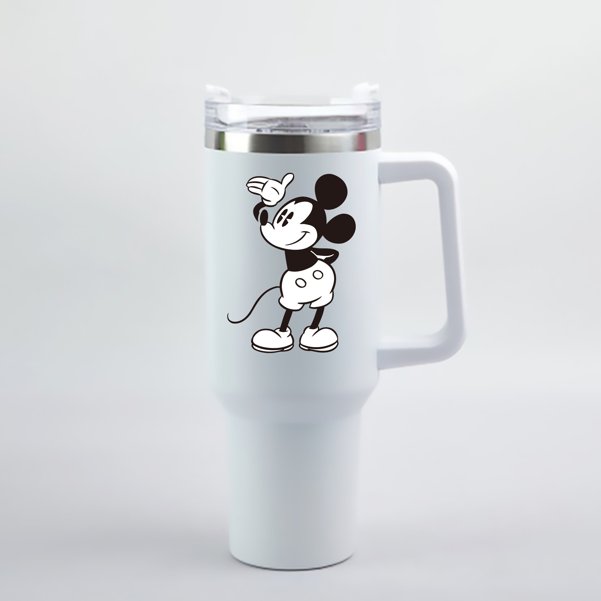 （画像用） ミッキーマウス Mickey Mouse 1200mL車用タンブラー - クリスタルステッカー（プラスチックストロー付き）