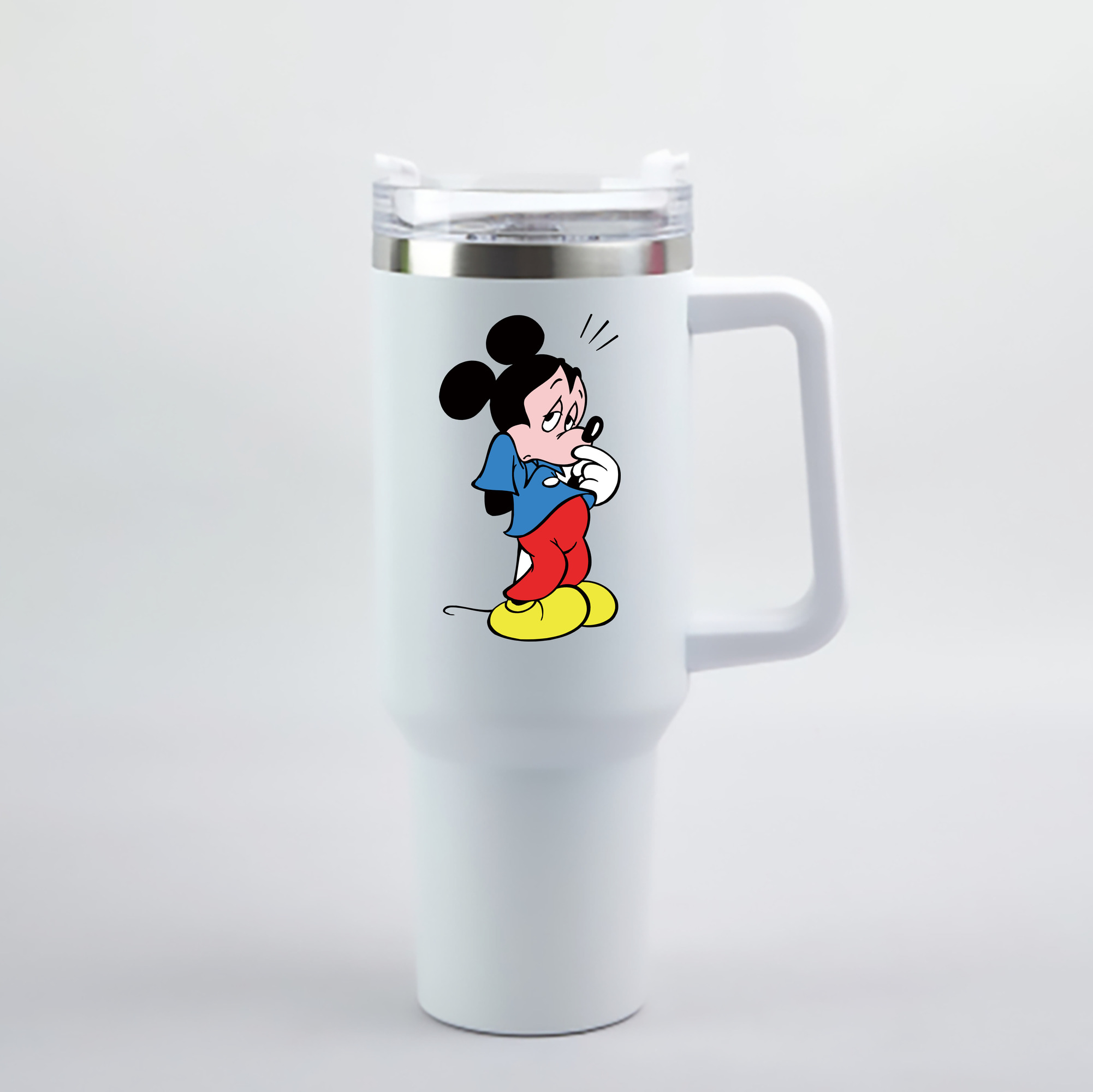 （画像用） ミッキーマウス Mickey Mouse 1200mL車用タンブラー - クリスタルステッカー（プラスチックストロー付き）