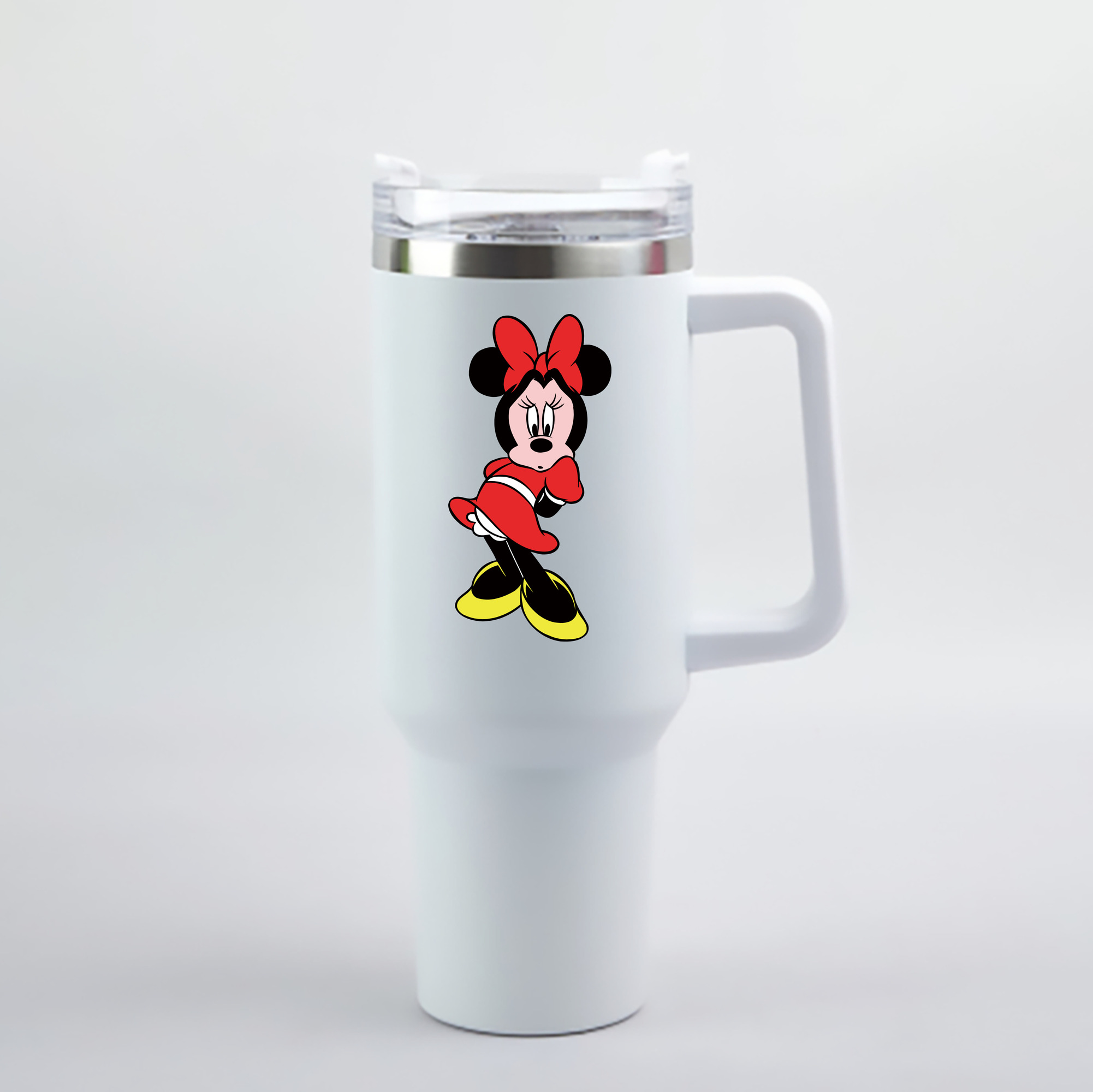 （画像用） ミッキーマウス Mickey Mouse 1200mL車用タンブラー - クリスタルステッカー（プラスチックストロー付き）