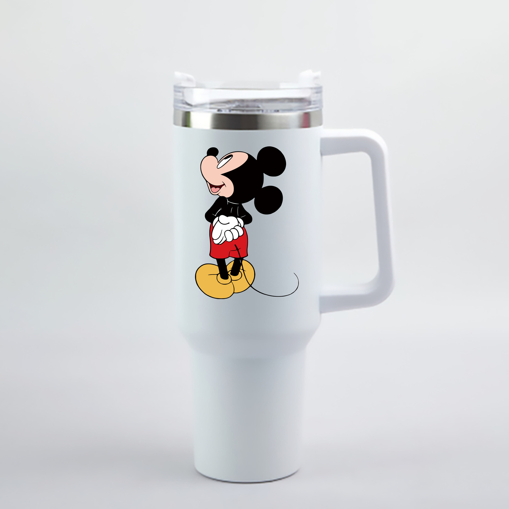 （画像用） ミッキーマウス Mickey Mouse 1200mL車用タンブラー - クリスタルステッカー（プラスチックストロー付き）