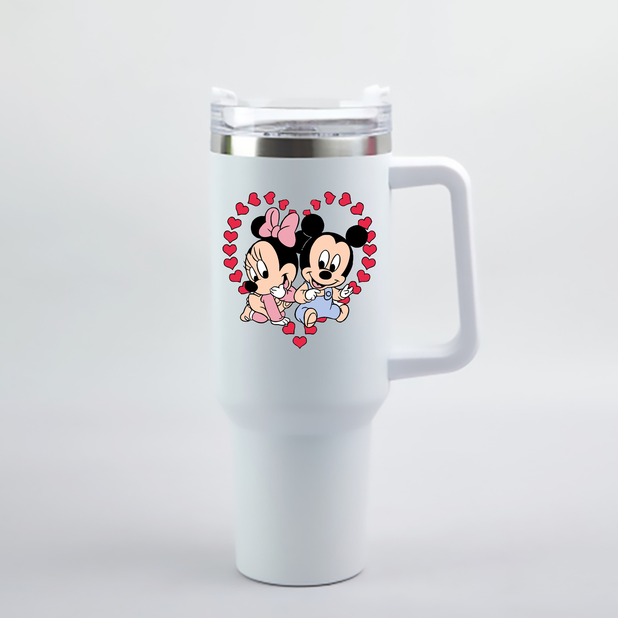 （画像用） ミッキーマウス Mickey Mouse 1200mL車用タンブラー - クリスタルステッカー（プラスチックストロー付き）