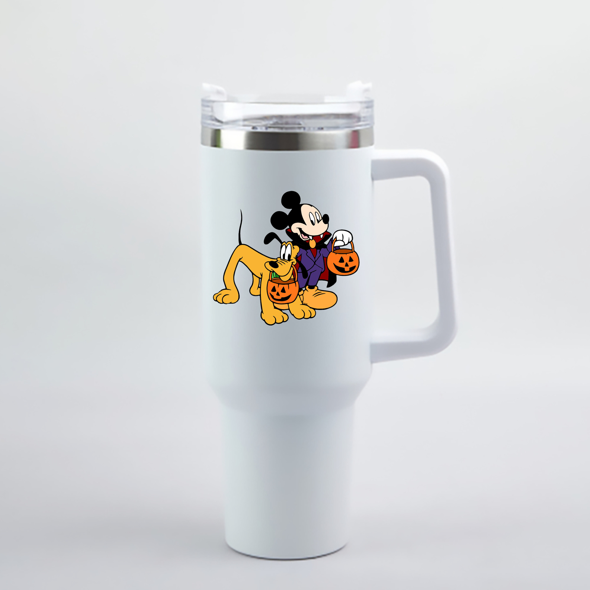 （画像用） ミッキーマウス Mickey Mouse 1200mL車用タンブラー - クリスタルステッカー（プラスチックストロー付き）