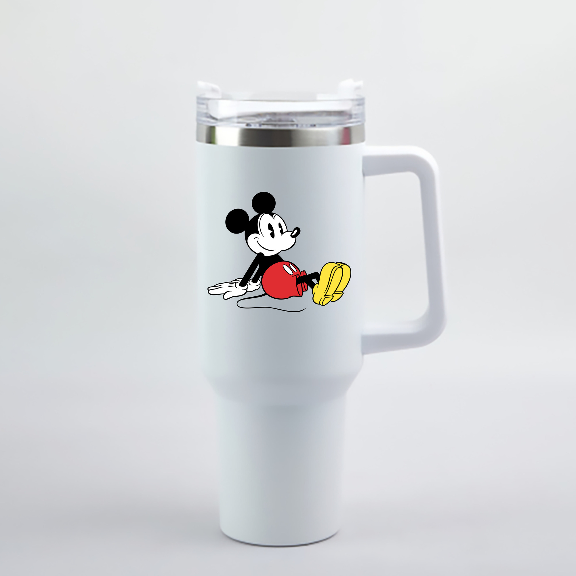 （画像用） ミッキーマウス Mickey Mouse 1200mL車用タンブラー - クリスタルステッカー（プラスチックストロー付き）