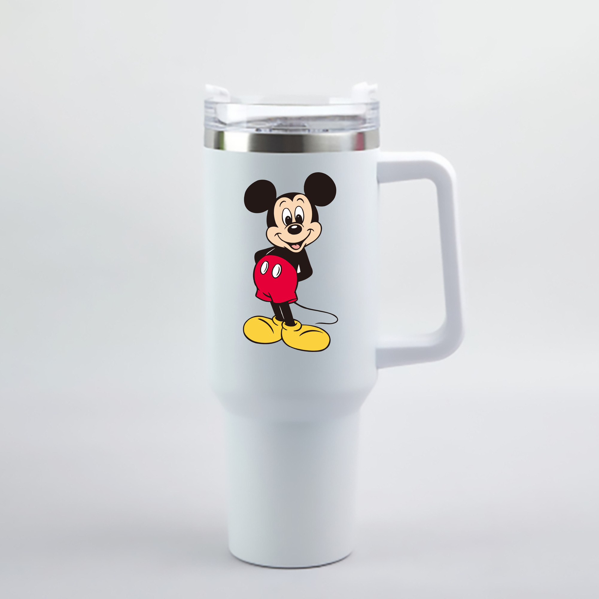 （画像用） ミッキーマウス Mickey Mouse 1200mL車用タンブラー - クリスタルステッカー（プラスチックストロー付き）