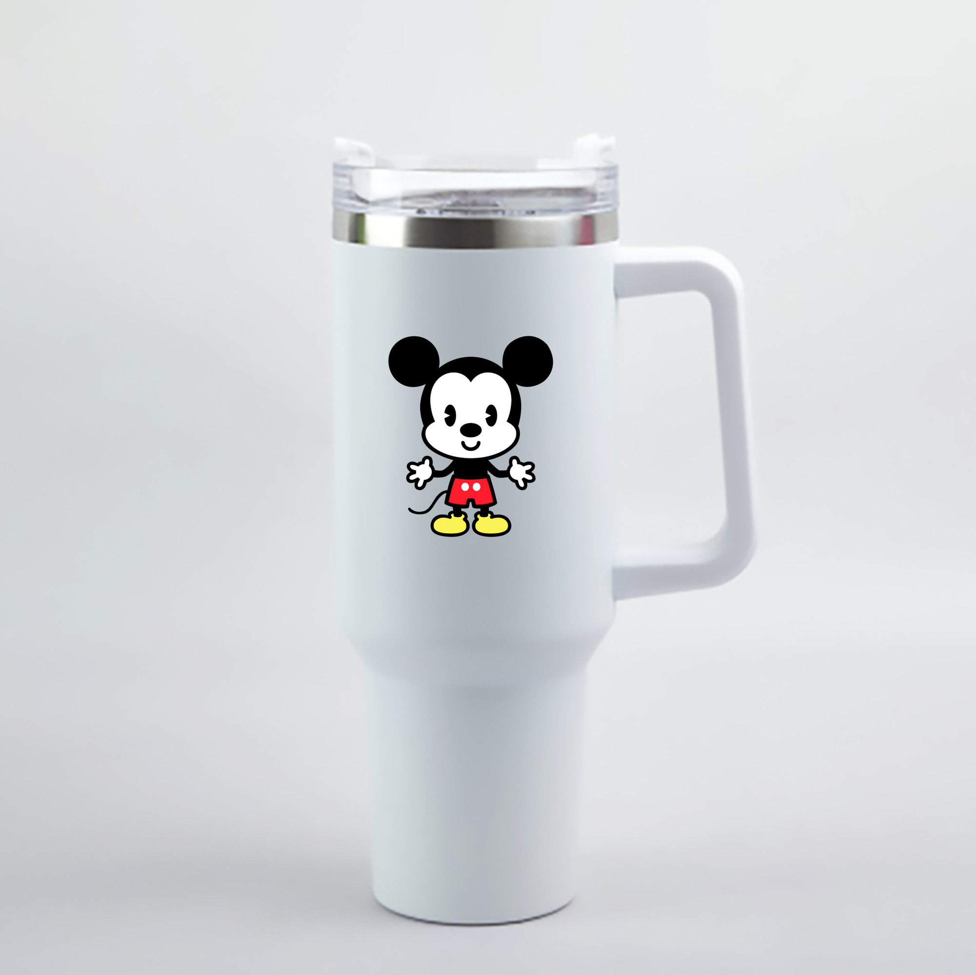 （画像用） ミッキーマウス Mickey Mouse 1200mL車用タンブラー - クリスタルステッカー（プラスチックストロー付き）