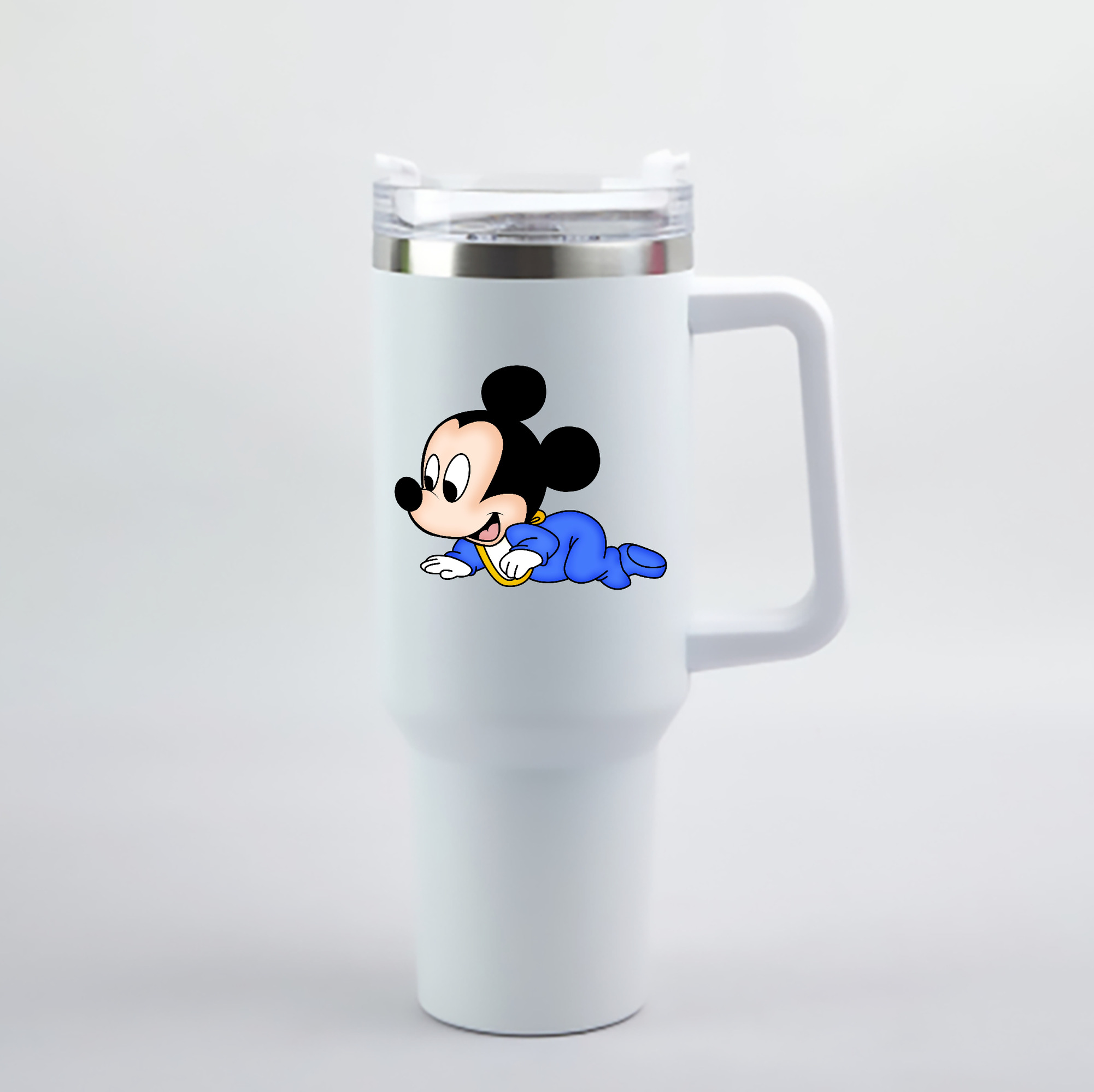 （画像用） ミッキーマウス Mickey Mouse 1200mL車用タンブラー - クリスタルステッカー（プラスチックストロー付き）