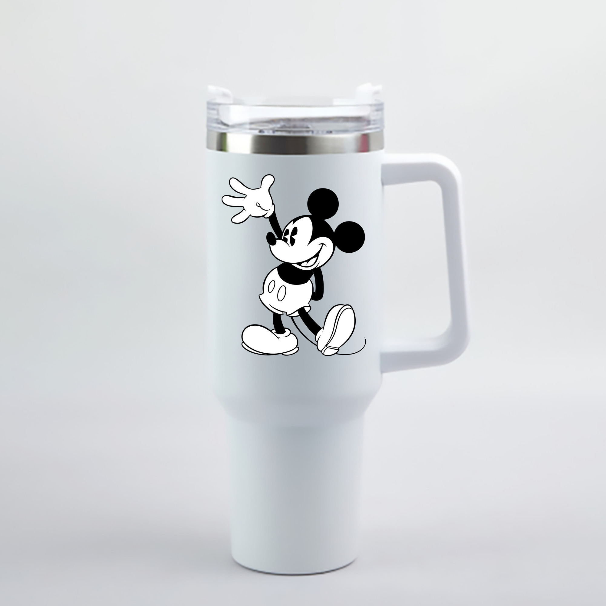 （画像用） ミッキーマウス Mickey Mouse 1200mL車用タンブラー - クリスタルステッカー（プラスチックストロー付き）