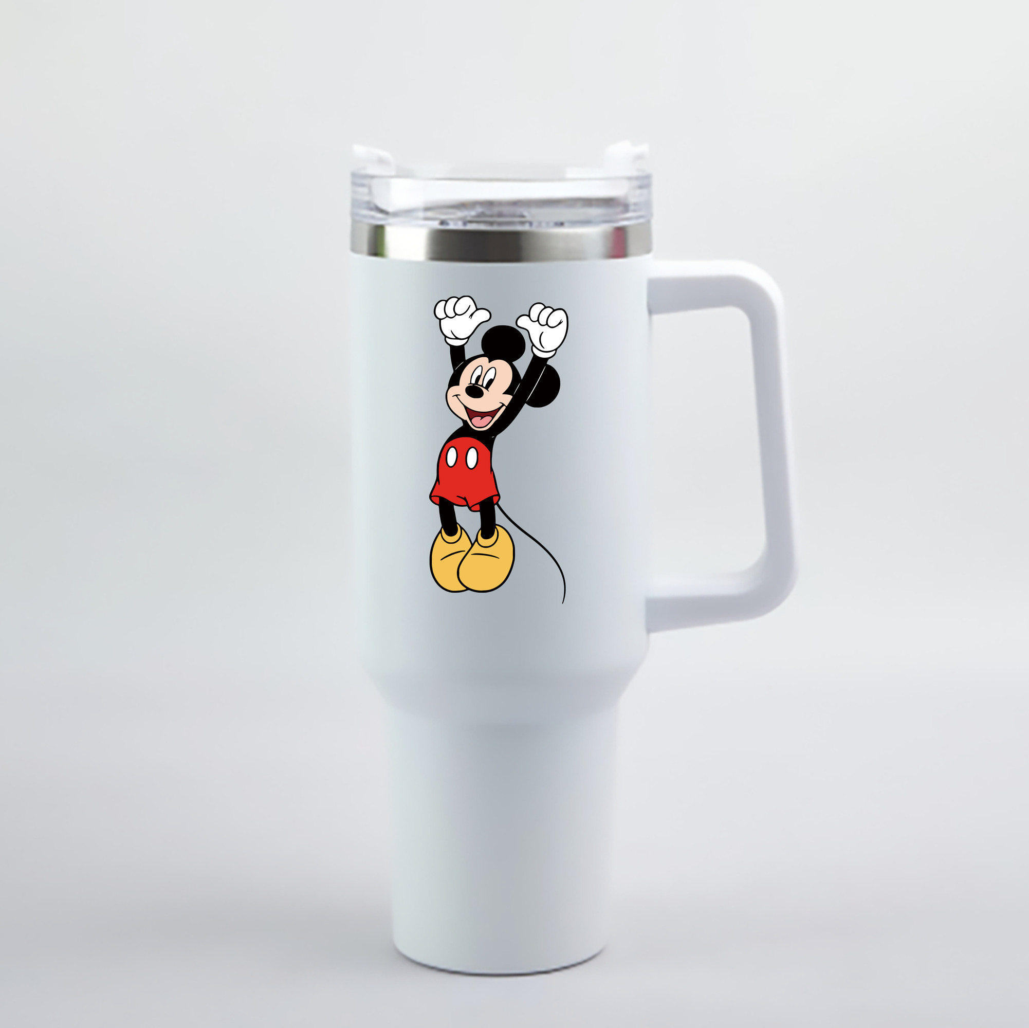 （画像用） ミッキーマウス Mickey Mouse 1200mL車用タンブラー - クリスタルステッカー（プラスチックストロー付き）