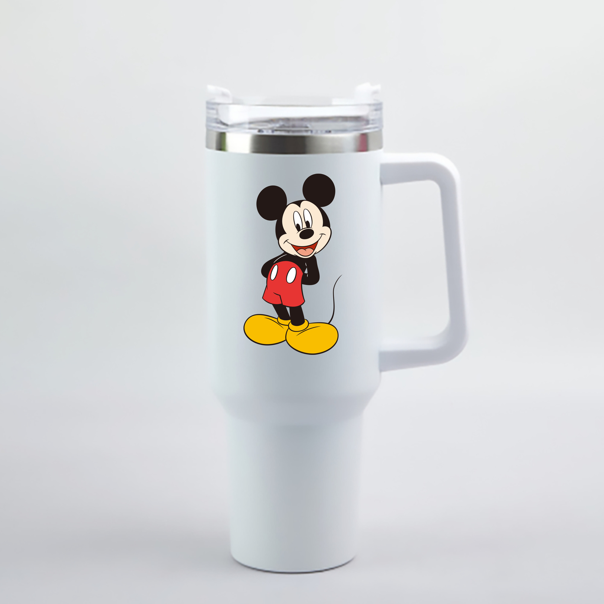 （画像用） ミッキーマウス Mickey Mouse 1200mL車用タンブラー - クリスタルステッカー（プラスチックストロー付き）