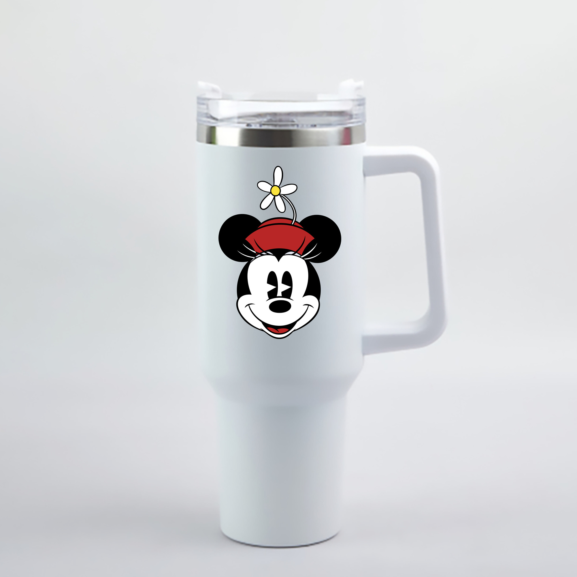（画像用） ミッキーマウス Mickey Mouse 1200mL車用タンブラー - クリスタルステッカー（プラスチックストロー付き）