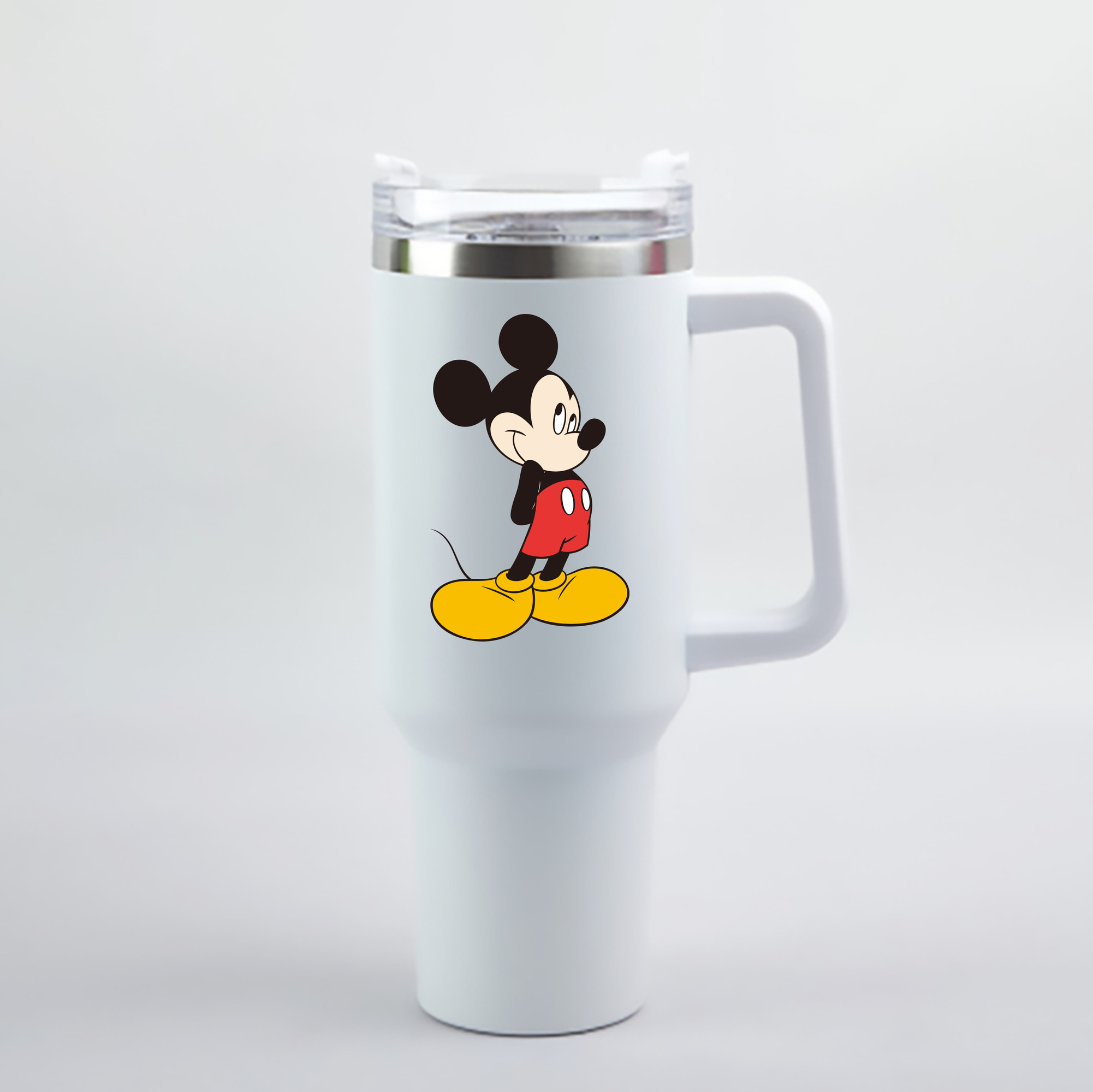 （画像用） ミッキーマウス Mickey Mouse 1200mL車用タンブラー - クリスタルステッカー（プラスチックストロー付き）