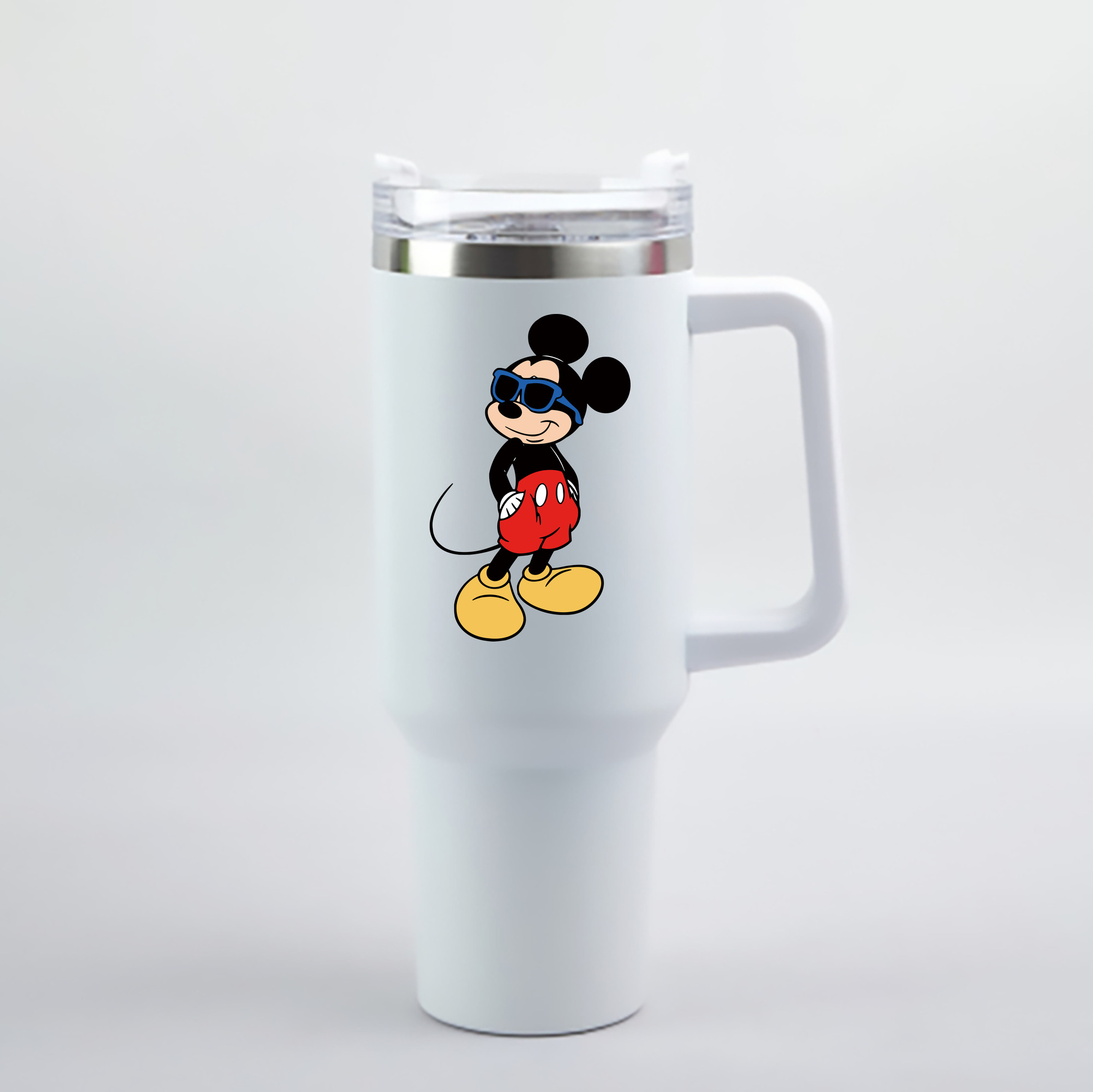 （画像用） ミッキーマウス Mickey Mouse 1200mL車用タンブラー - クリスタルステッカー（プラスチックストロー付き）