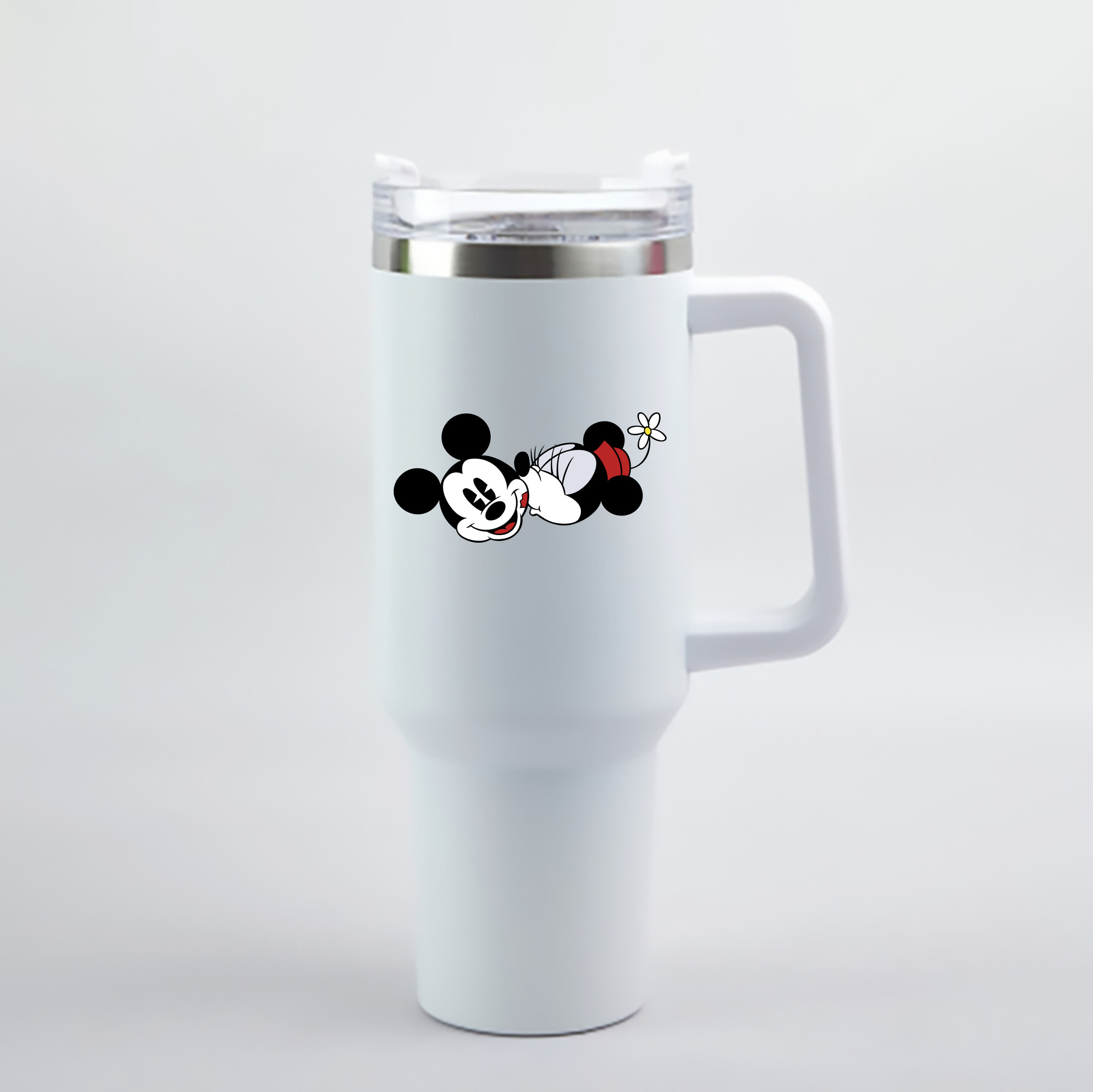 （画像用） ミッキーマウス Mickey Mouse 1200mL車用タンブラー - クリスタルステッカー（プラスチックストロー付き）