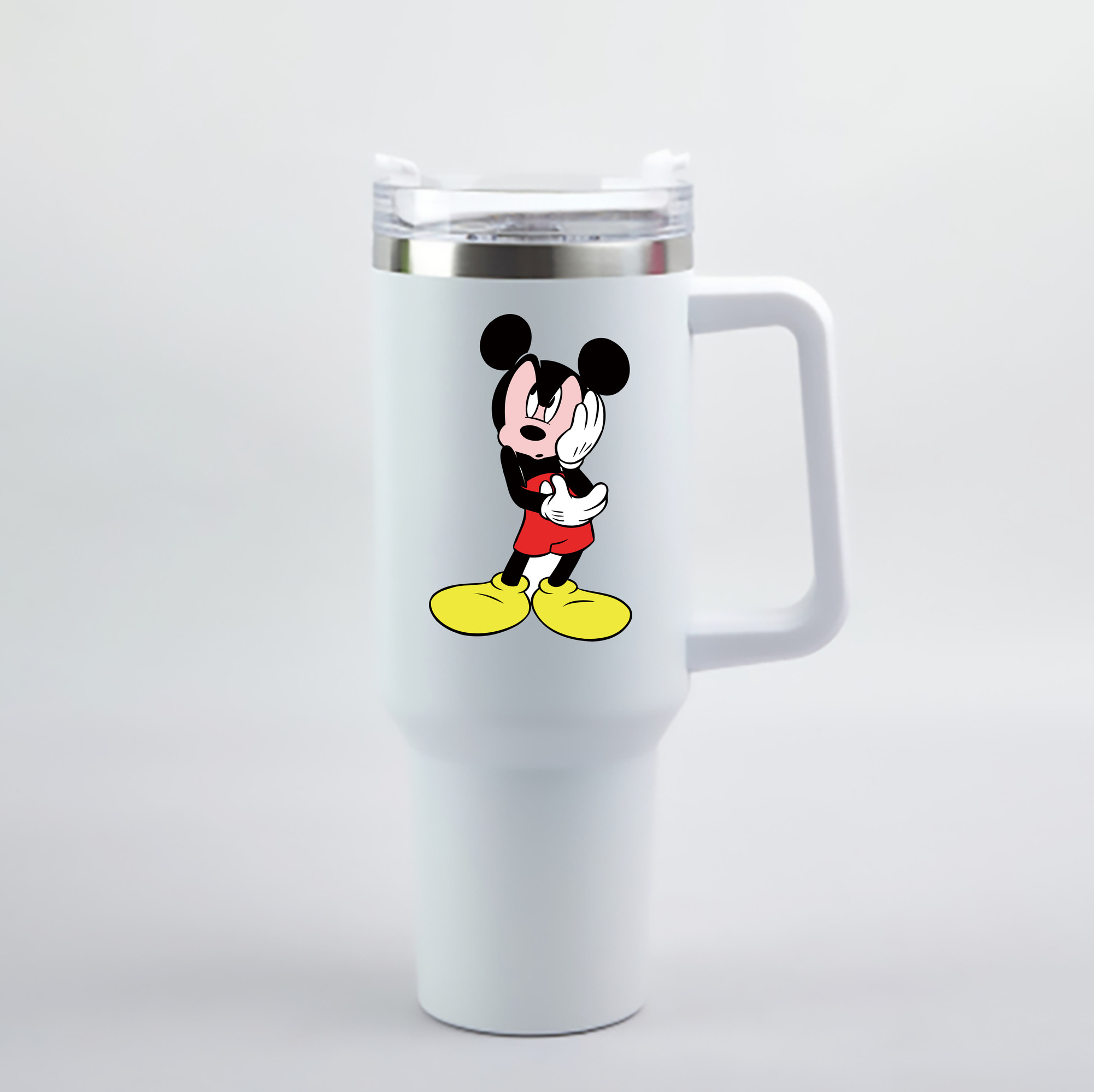 （画像用） ミッキーマウス Mickey Mouse 1200mL車用タンブラー - クリスタルステッカー（プラスチックストロー付き）
