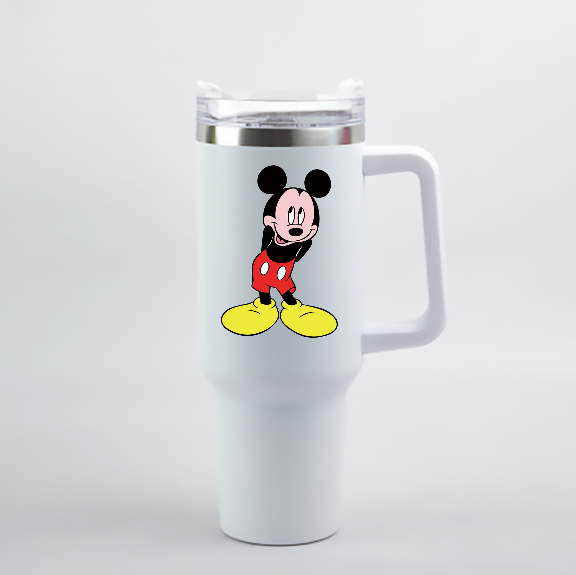 （画像用） ミッキーマウス Mickey Mouse 1200mL車用タンブラー - クリスタルステッカー（プラスチックストロー付き）
