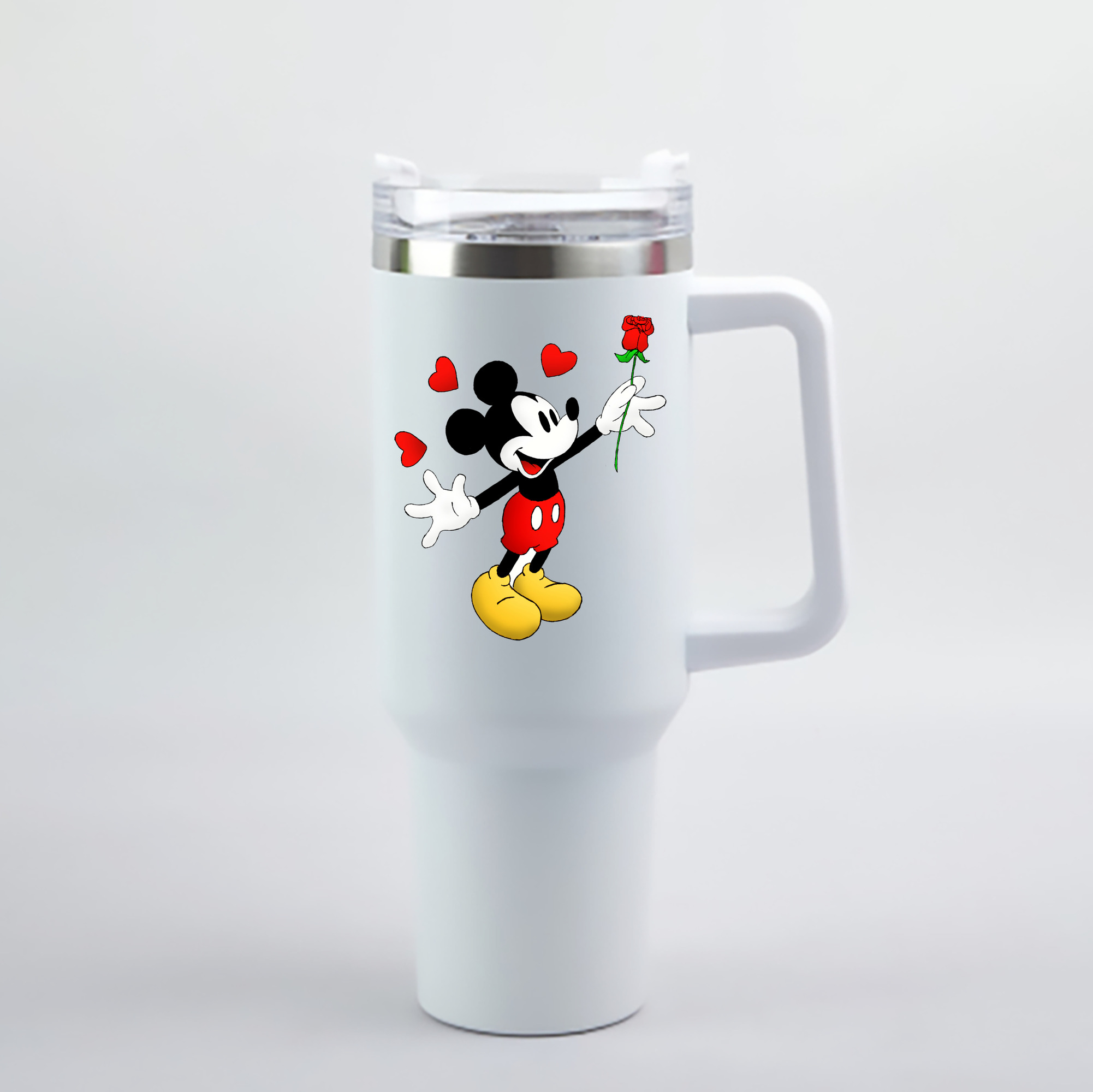 （画像用） ミッキーマウス Mickey Mouse 1200mL車用タンブラー - クリスタルステッカー（プラスチックストロー付き）