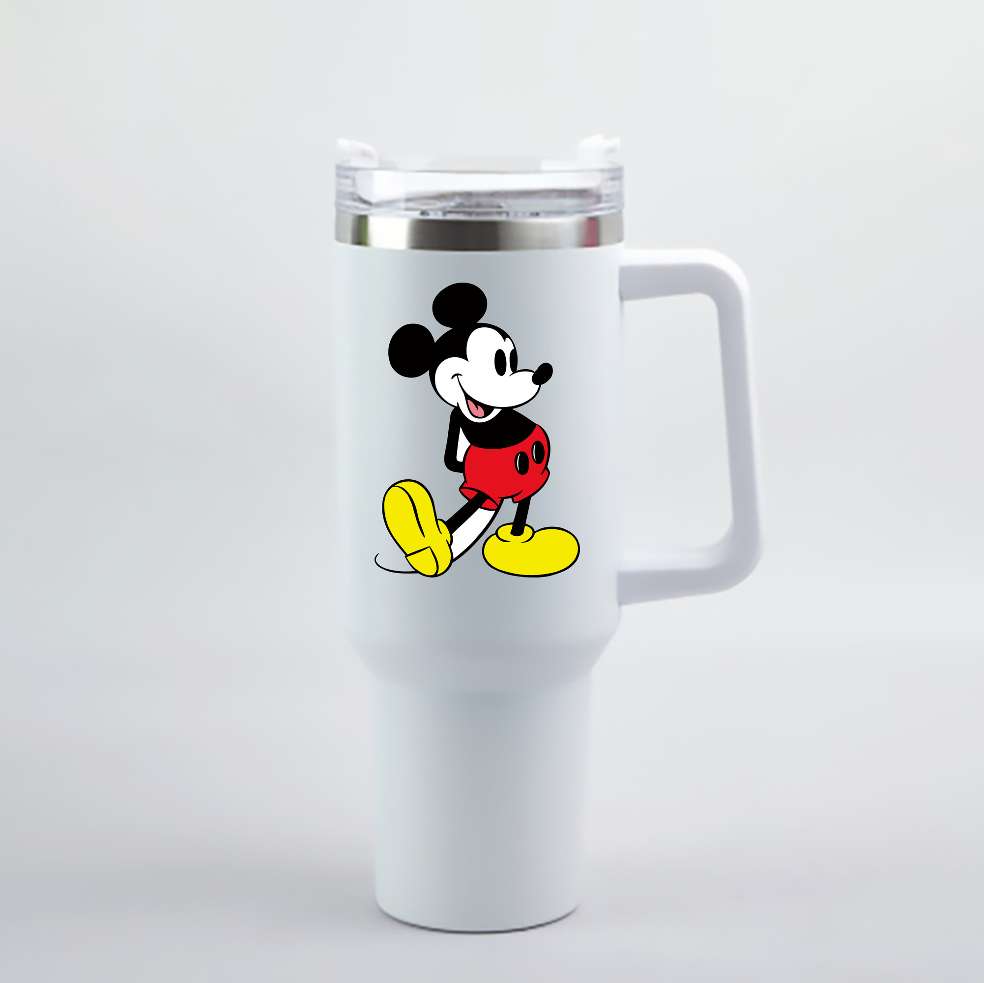 （画像用） ミッキーマウス Mickey Mouse 1200mL車用タンブラー - クリスタルステッカー（プラスチックストロー付き）