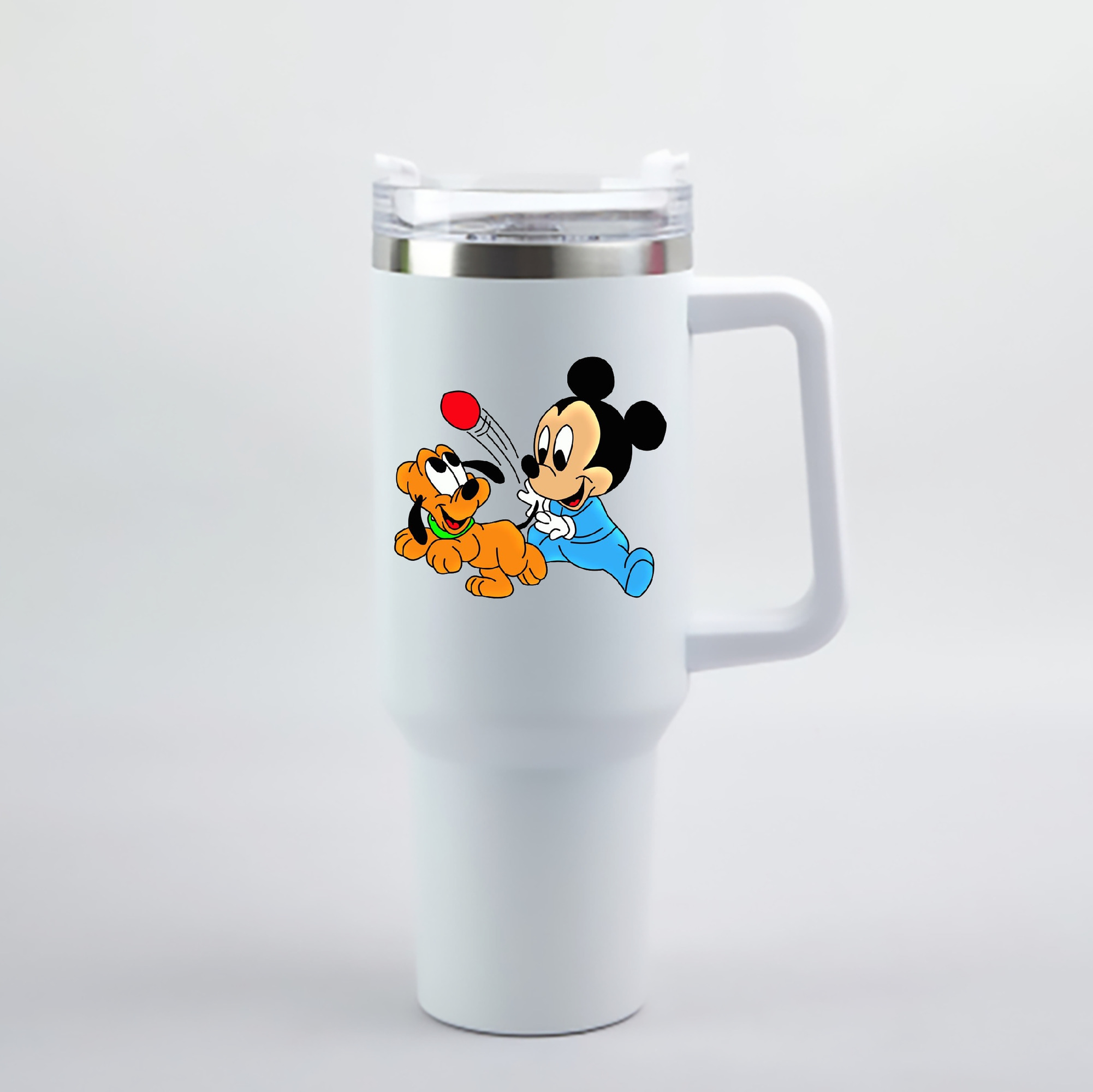 （画像用） ミッキーマウス Mickey Mouse 1200mL車用タンブラー - クリスタルステッカー（プラスチックストロー付き）