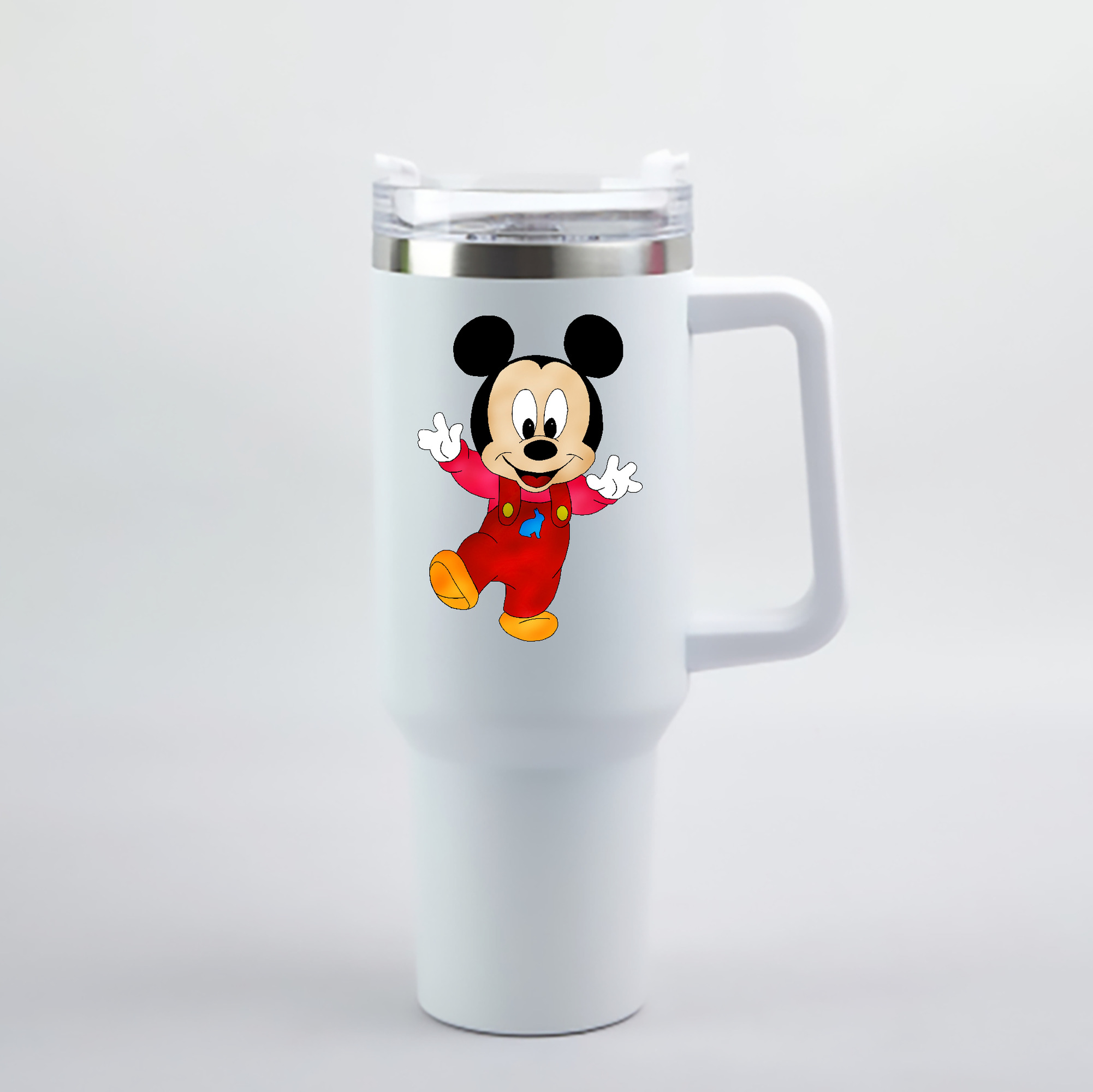 （画像用） ミッキーマウス Mickey Mouse 1200mL車用タンブラー - クリスタルステッカー（プラスチックストロー付き）