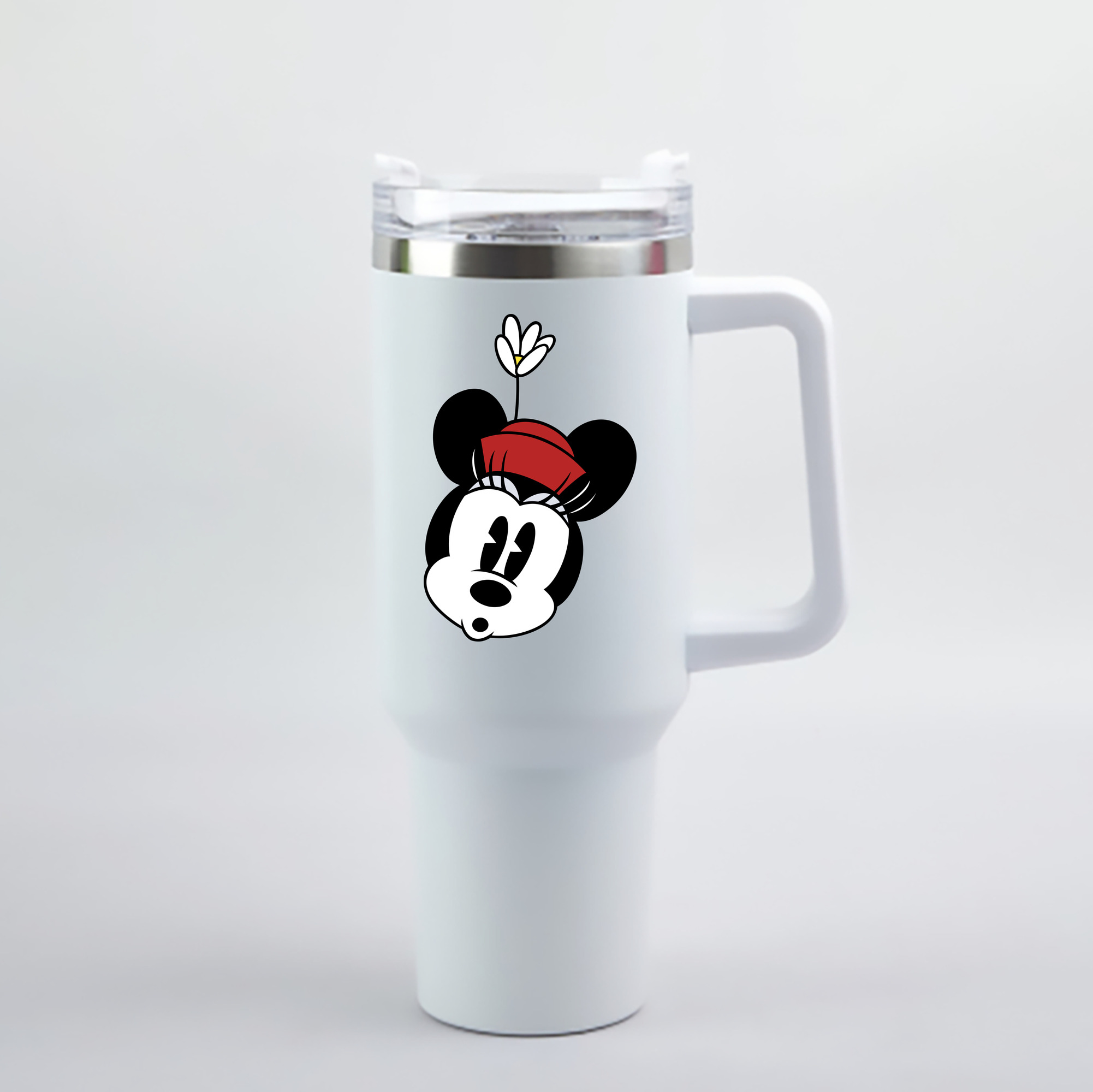 （画像用） ミッキーマウス Mickey Mouse 1200mL車用タンブラー - クリスタルステッカー（プラスチックストロー付き）