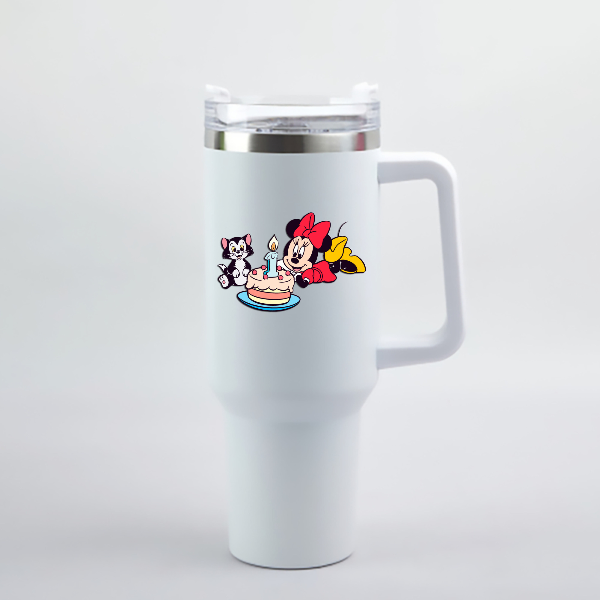 （画像用） ミッキーマウス Mickey Mouse 1200mL車用タンブラー - クリスタルステッカー（プラスチックストロー付き）