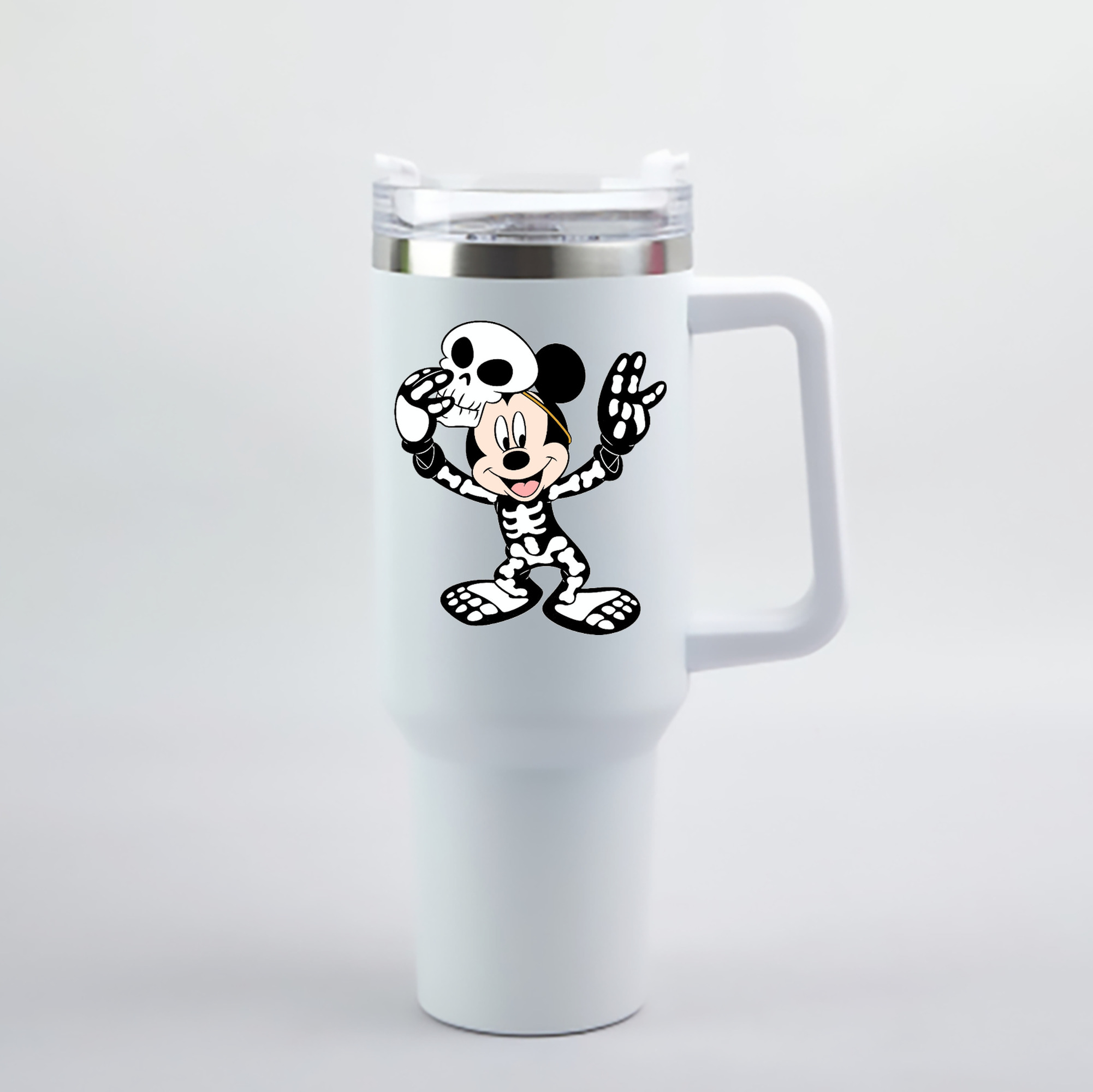 （画像用） ミッキーマウス Mickey Mouse 1200mL車用タンブラー - クリスタルステッカー（プラスチックストロー付き）