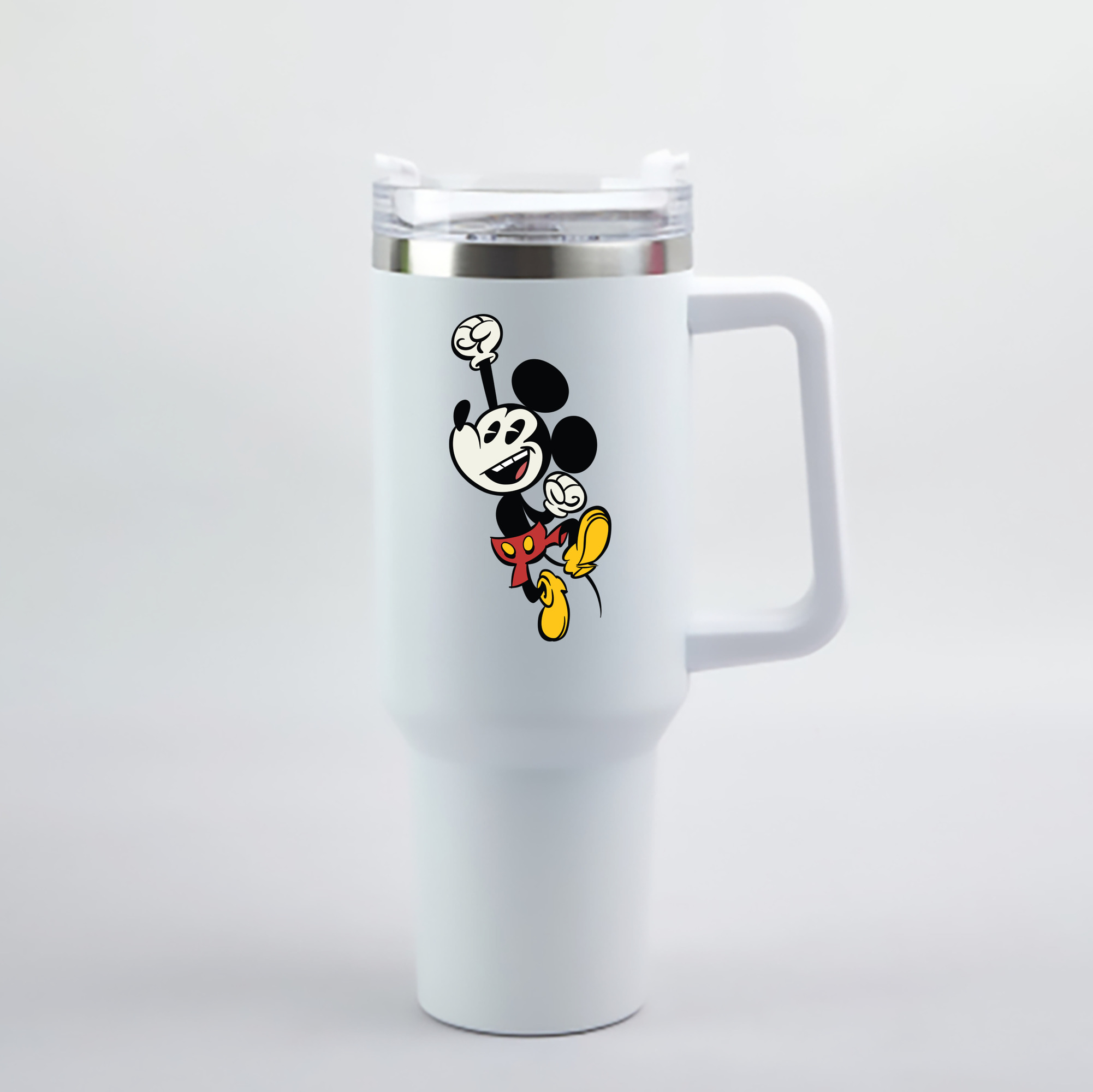 （画像用） ミッキーマウス Mickey Mouse 1200mL車用タンブラー - クリスタルステッカー（プラスチックストロー付き）