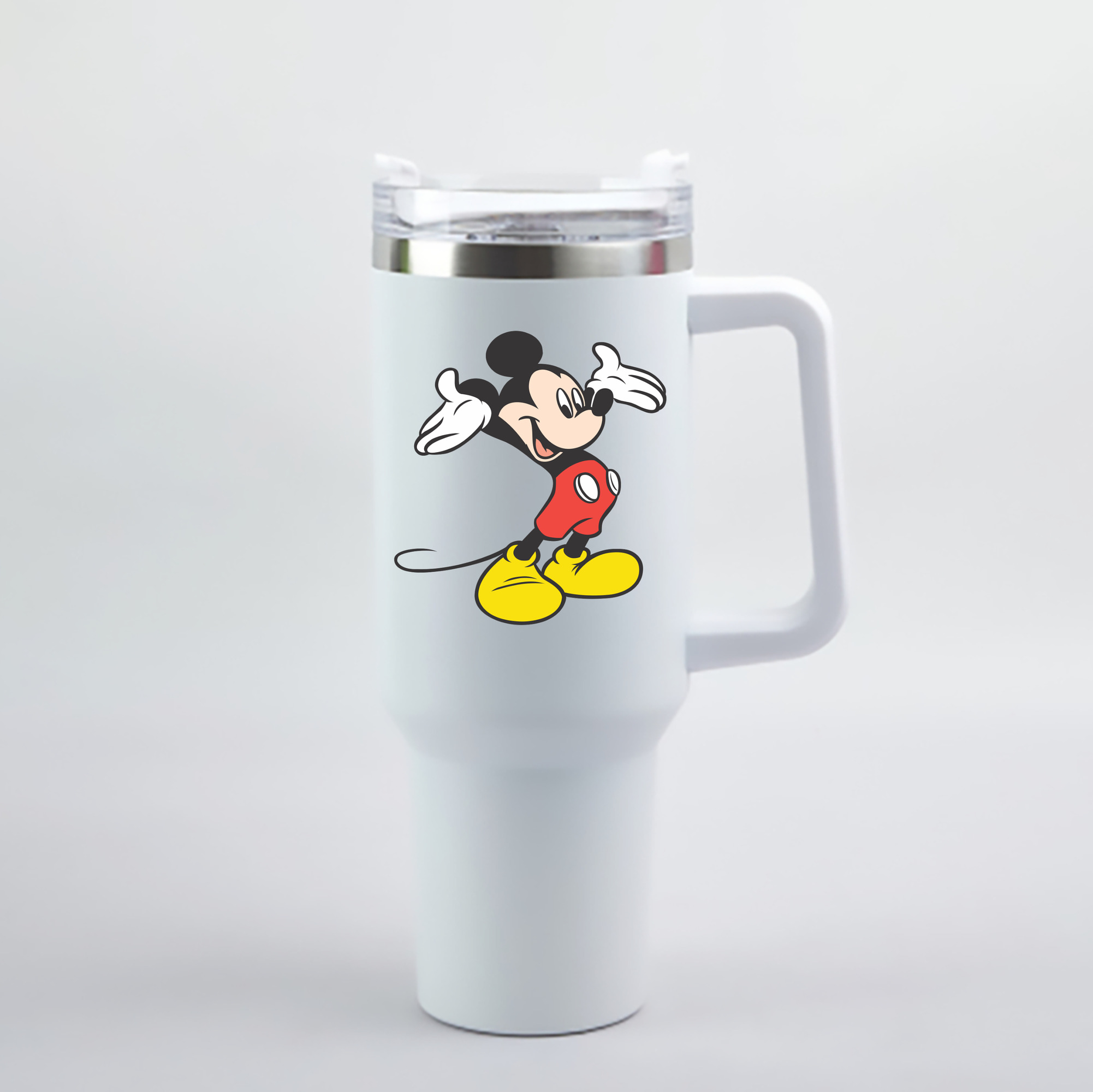 （画像用） ミッキーマウス Mickey Mouse 1200mL車用タンブラー - クリスタルステッカー（プラスチックストロー付き）