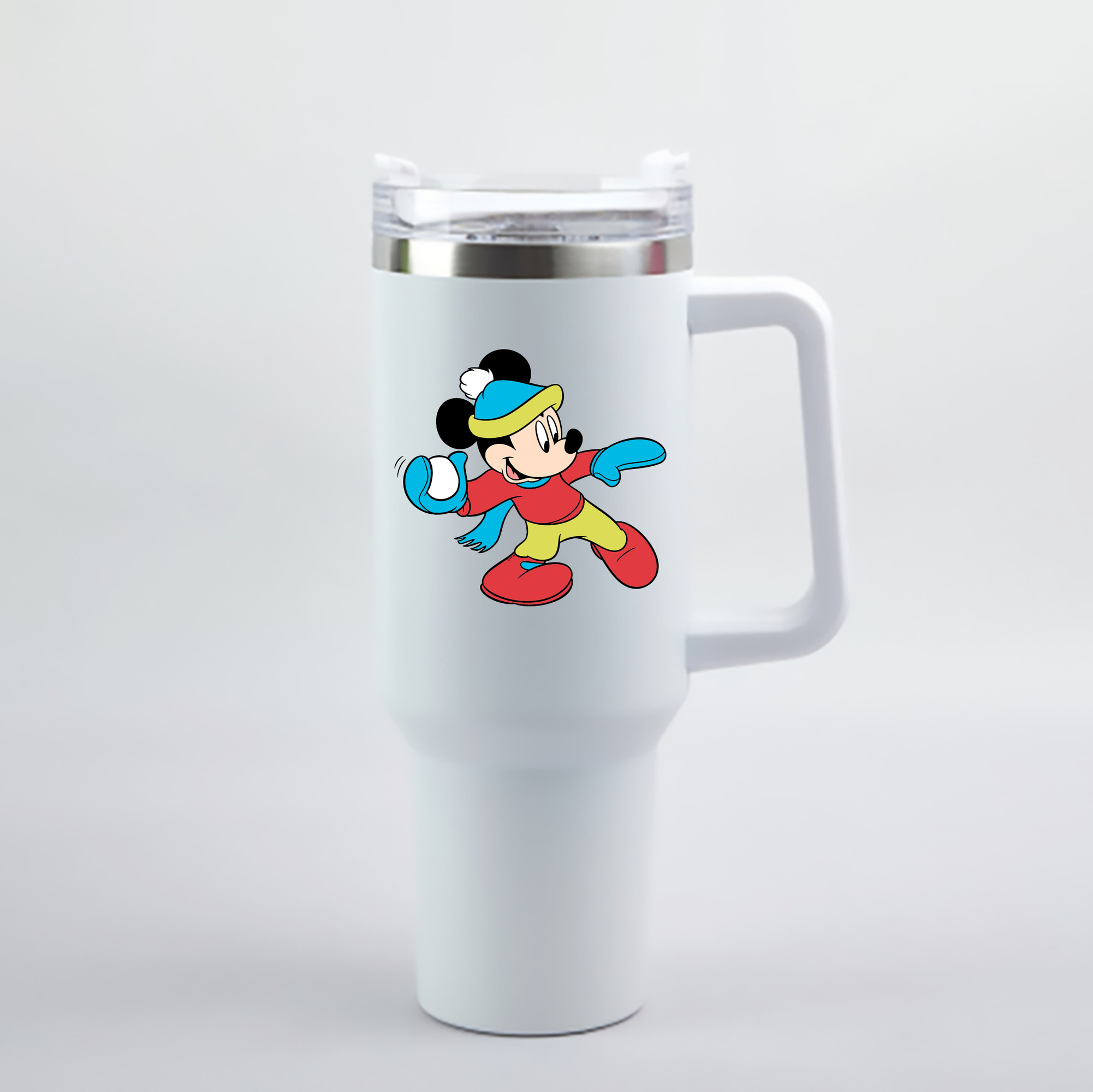 （画像用） ミッキーマウス Mickey Mouse 1200mL車用タンブラー - クリスタルステッカー（プラスチックストロー付き）