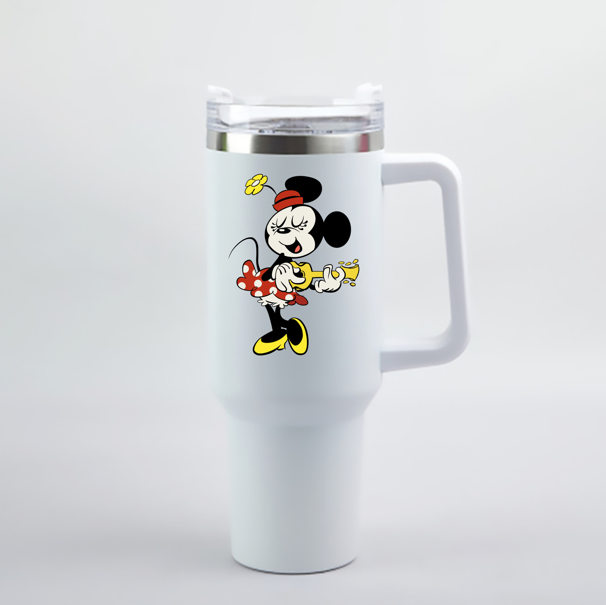 （画像用） ミッキーマウス Mickey Mouse 1200mL車用タンブラー - クリスタルステッカー（プラスチックストロー付き）