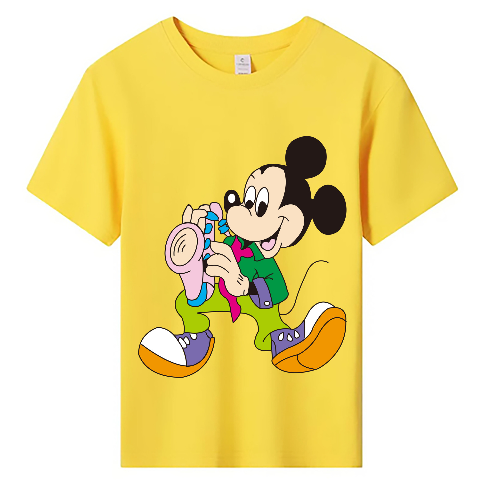 ミッキーマウス Mickey Mouse 綿100％キッズTシャツ（フロントプリント）
