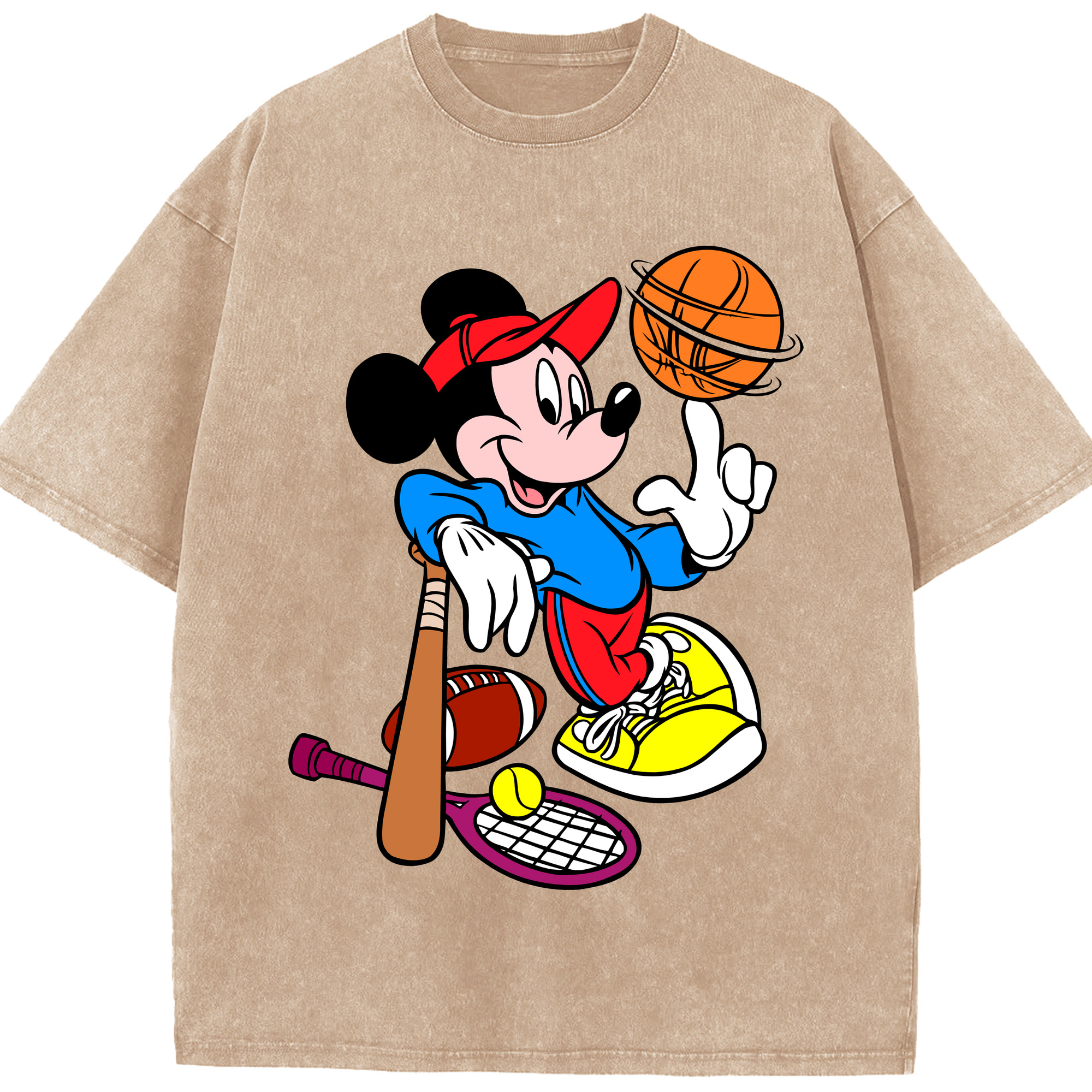 （画像用） ミッキーマウス Mickey Mouse 綿100% ヴィンテージ風 半袖Tシャツ（フロントプリント）
