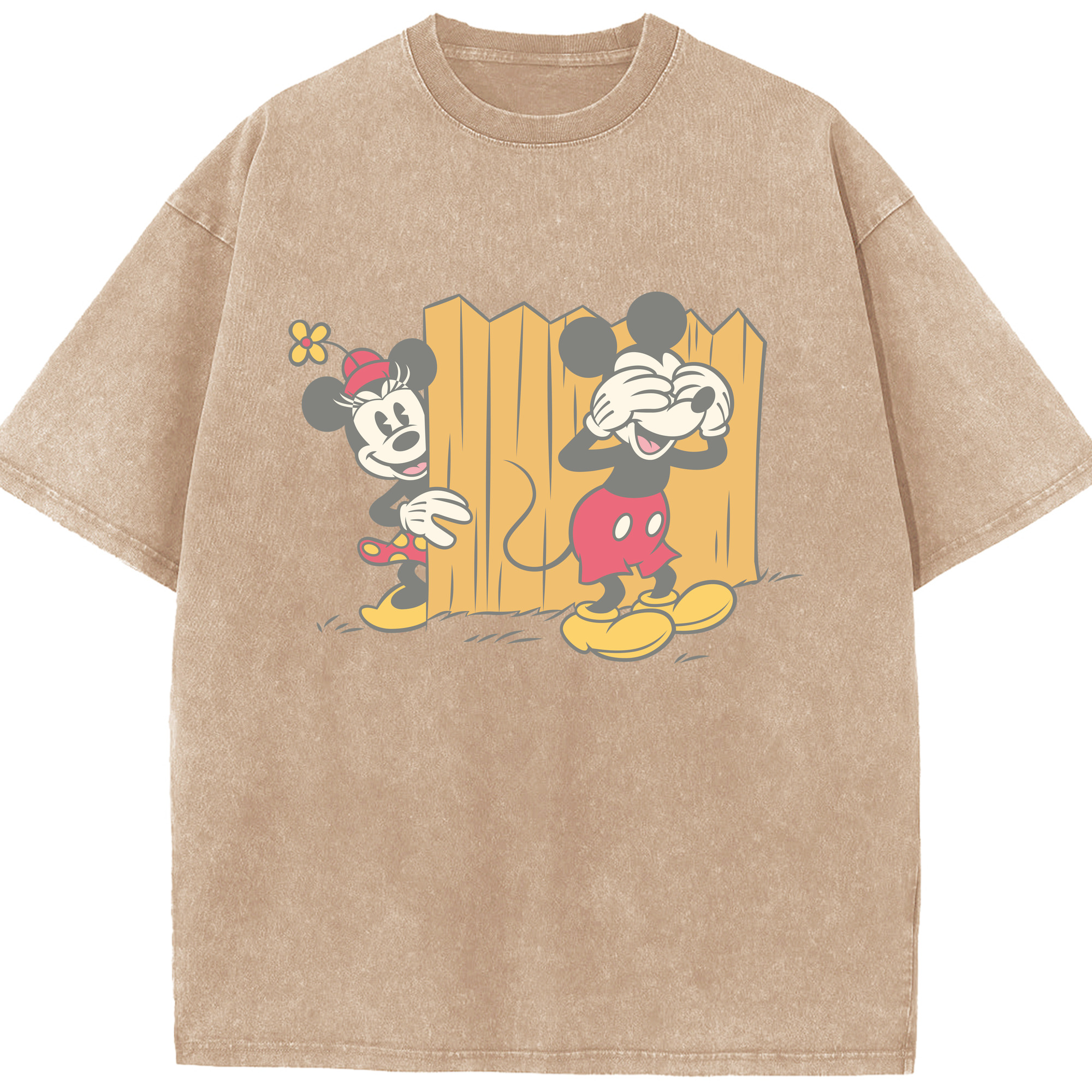 （画像用） ミッキーマウス Mickey Mouse 綿100% ヴィンテージ風 半袖Tシャツ（フロントプリント）