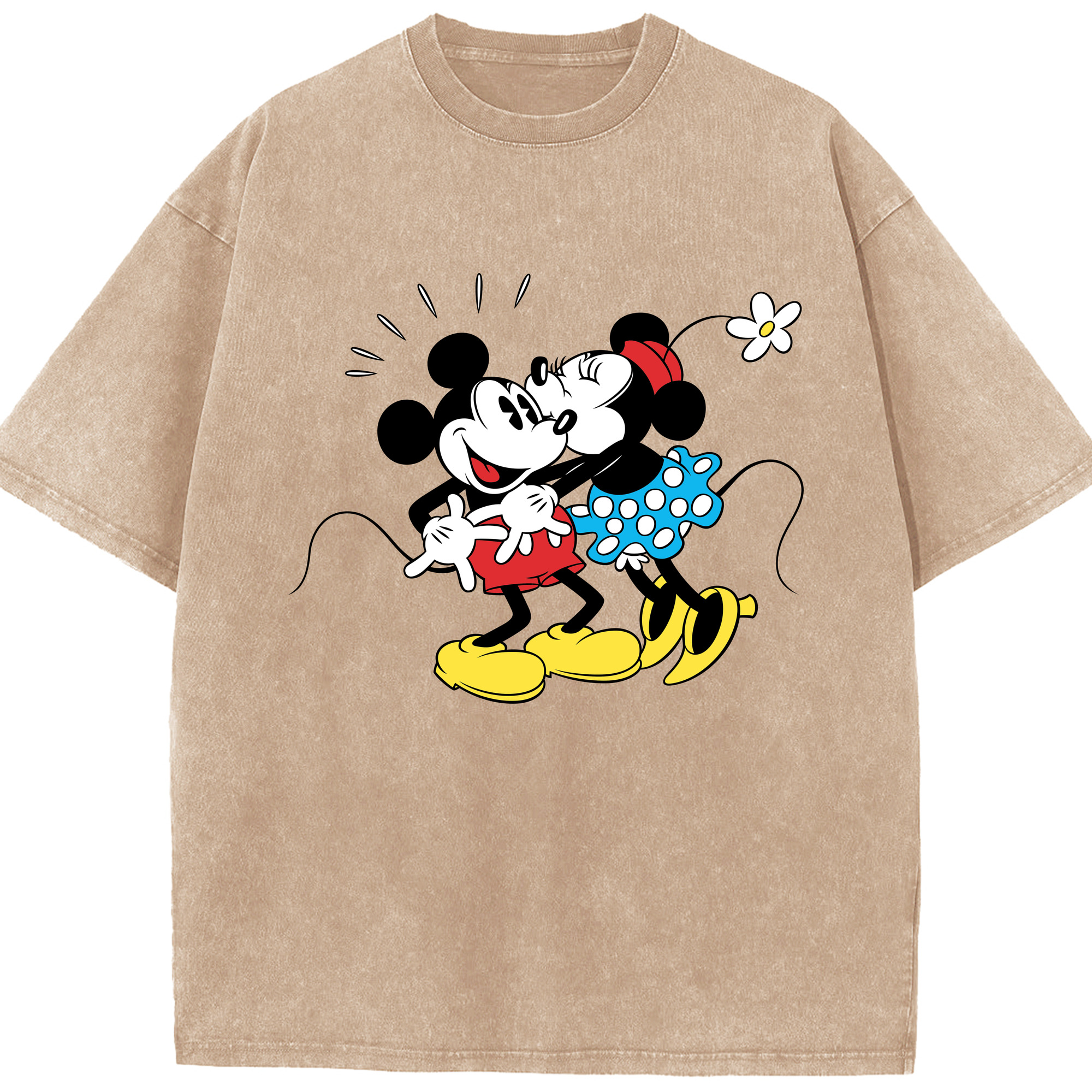 （画像用） ミッキーマウス Mickey Mouse 綿100% ヴィンテージ風 半袖Tシャツ（フロントプリント）