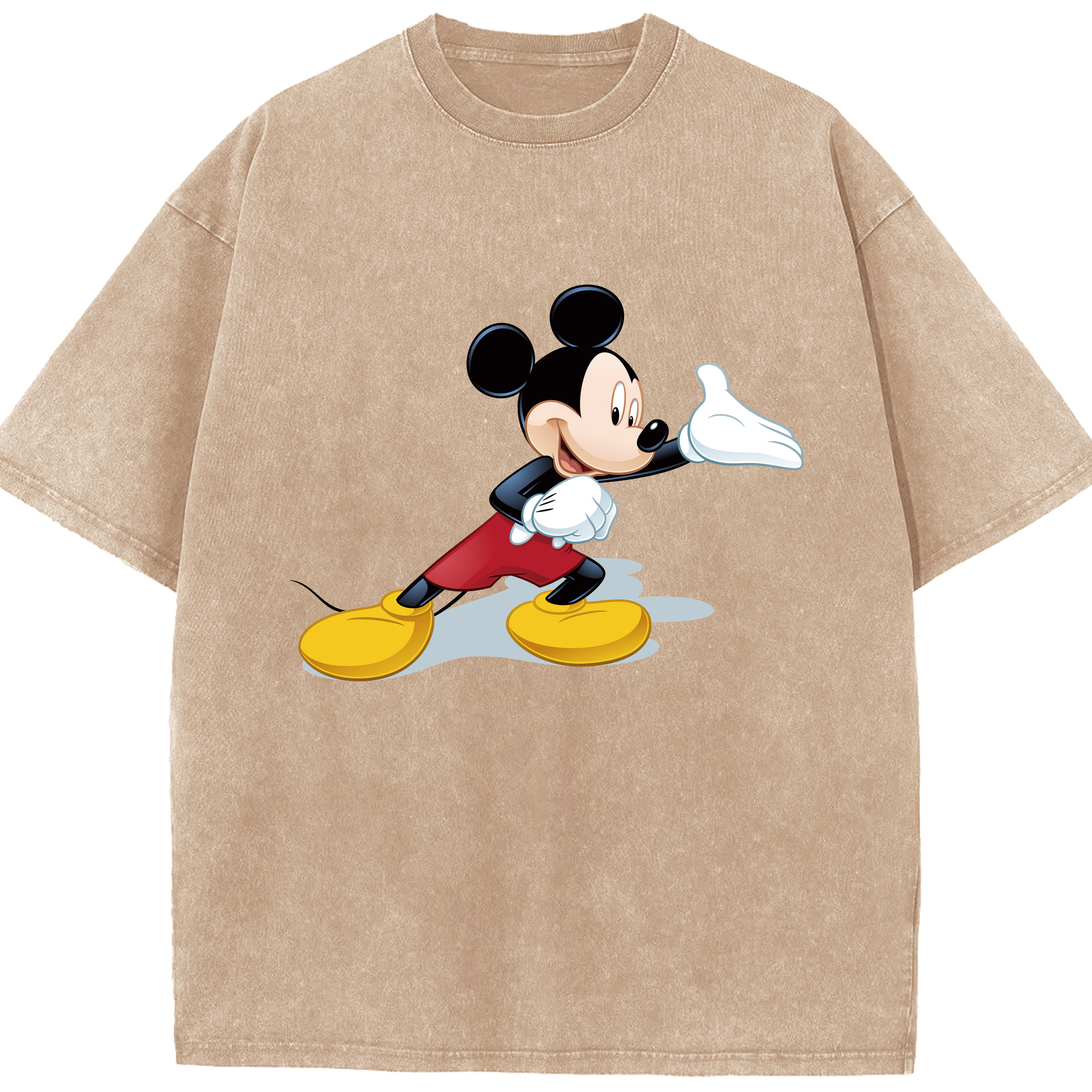 （画像用） ミッキーマウス Mickey Mouse 綿100% ヴィンテージ風 半袖Tシャツ（フロントプリント）