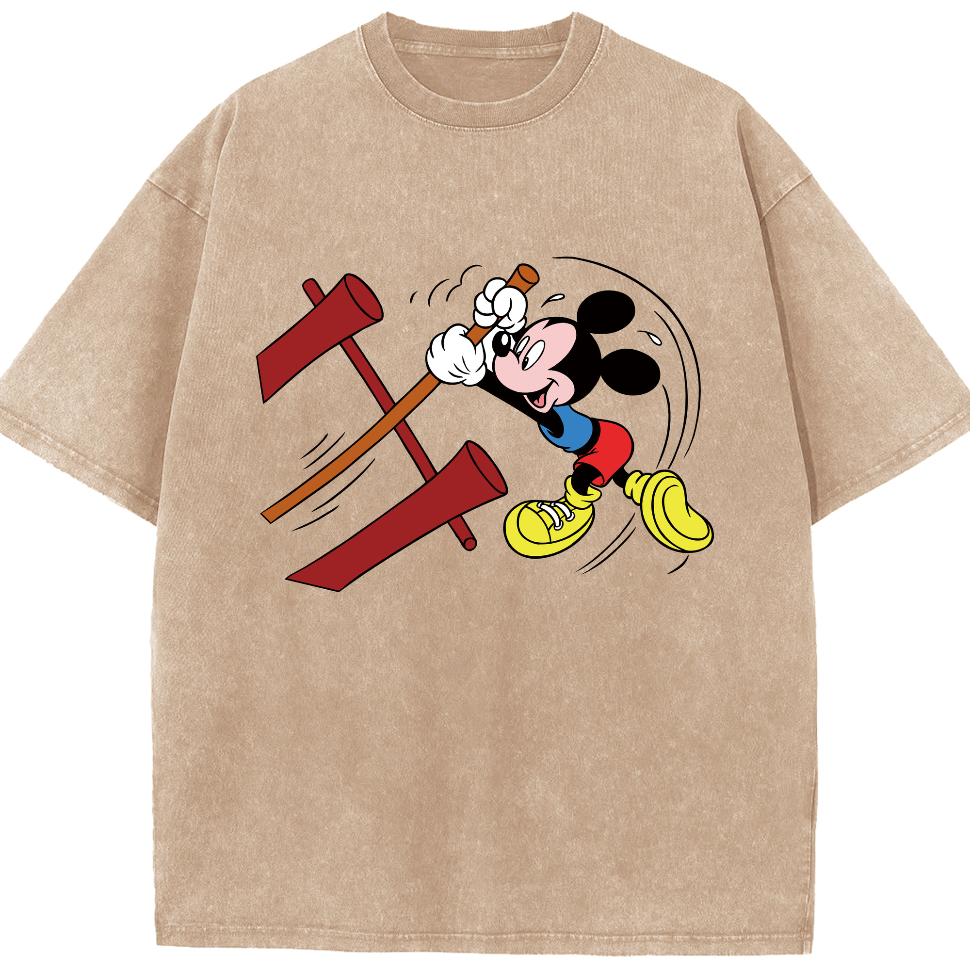 （画像用） ミッキーマウス Mickey Mouse 綿100% ヴィンテージ風 半袖Tシャツ（フロントプリント）