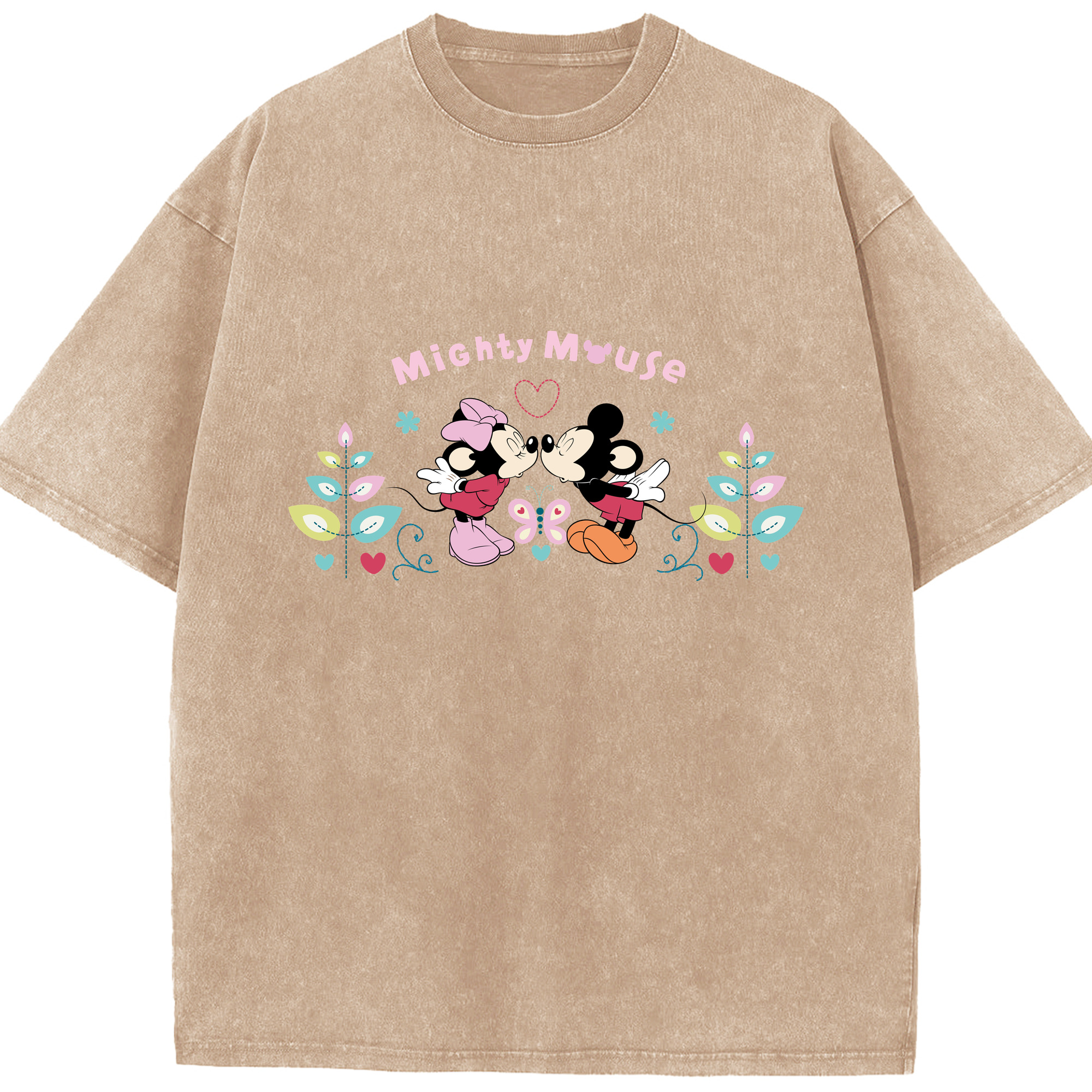 （画像用） ミッキーマウス Mickey Mouse 綿100% ヴィンテージ風 半袖Tシャツ（フロントプリント）