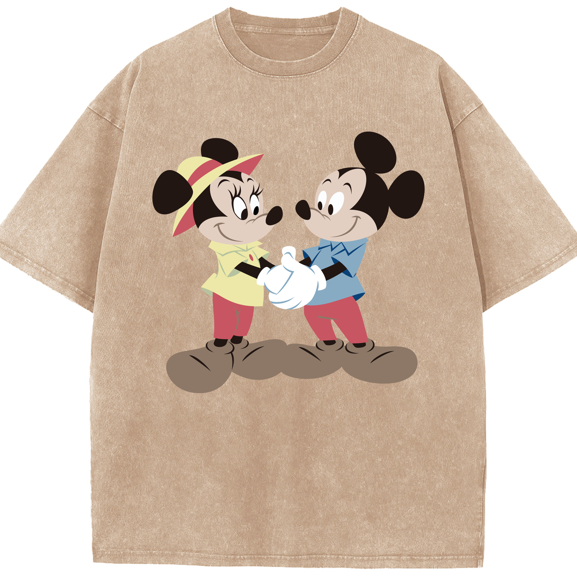（画像用） ミッキーマウス Mickey Mouse 綿100% ヴィンテージ風 半袖Tシャツ（フロントプリント）