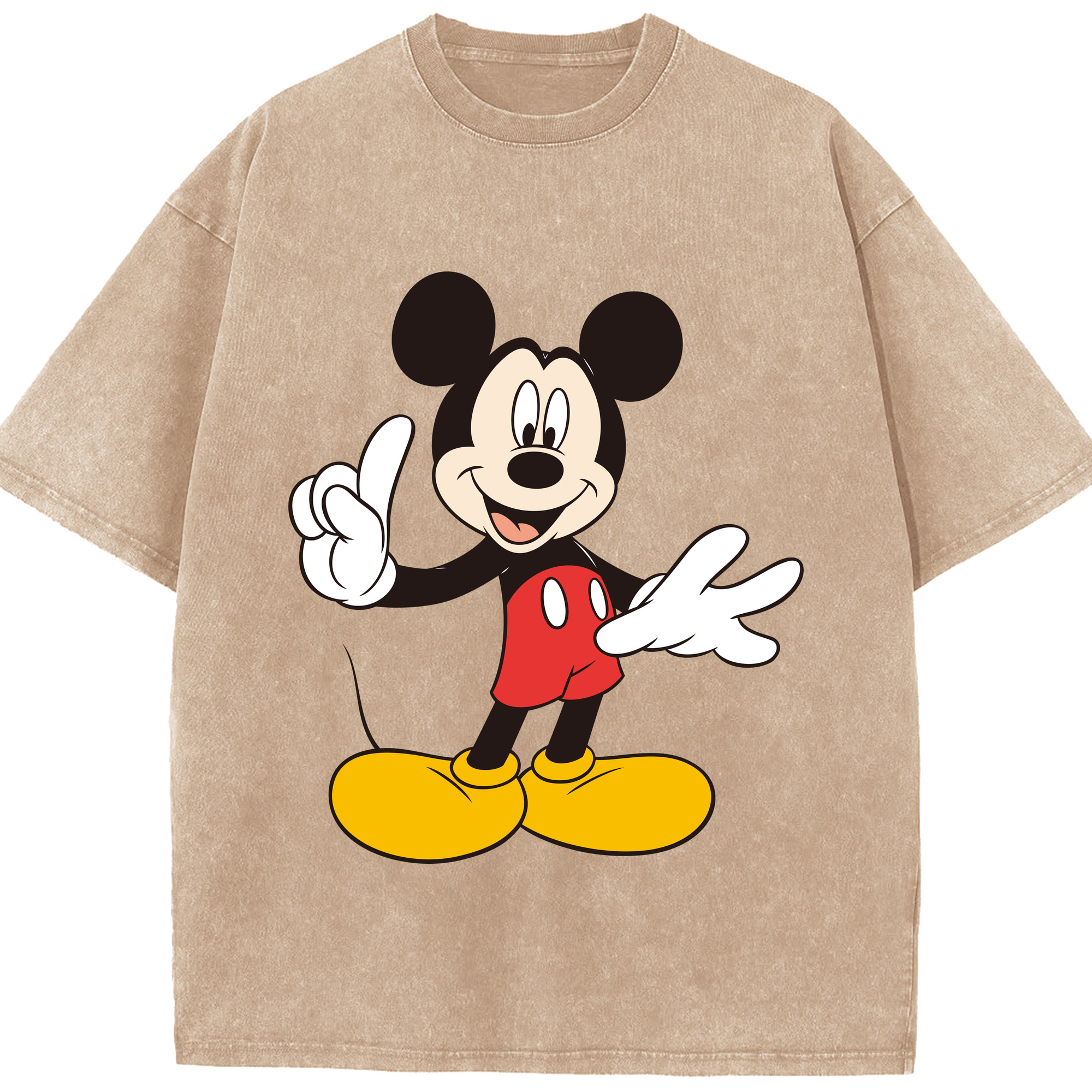 （画像用） ミッキーマウス Mickey Mouse 綿100% ヴィンテージ風 半袖Tシャツ（フロントプリント）