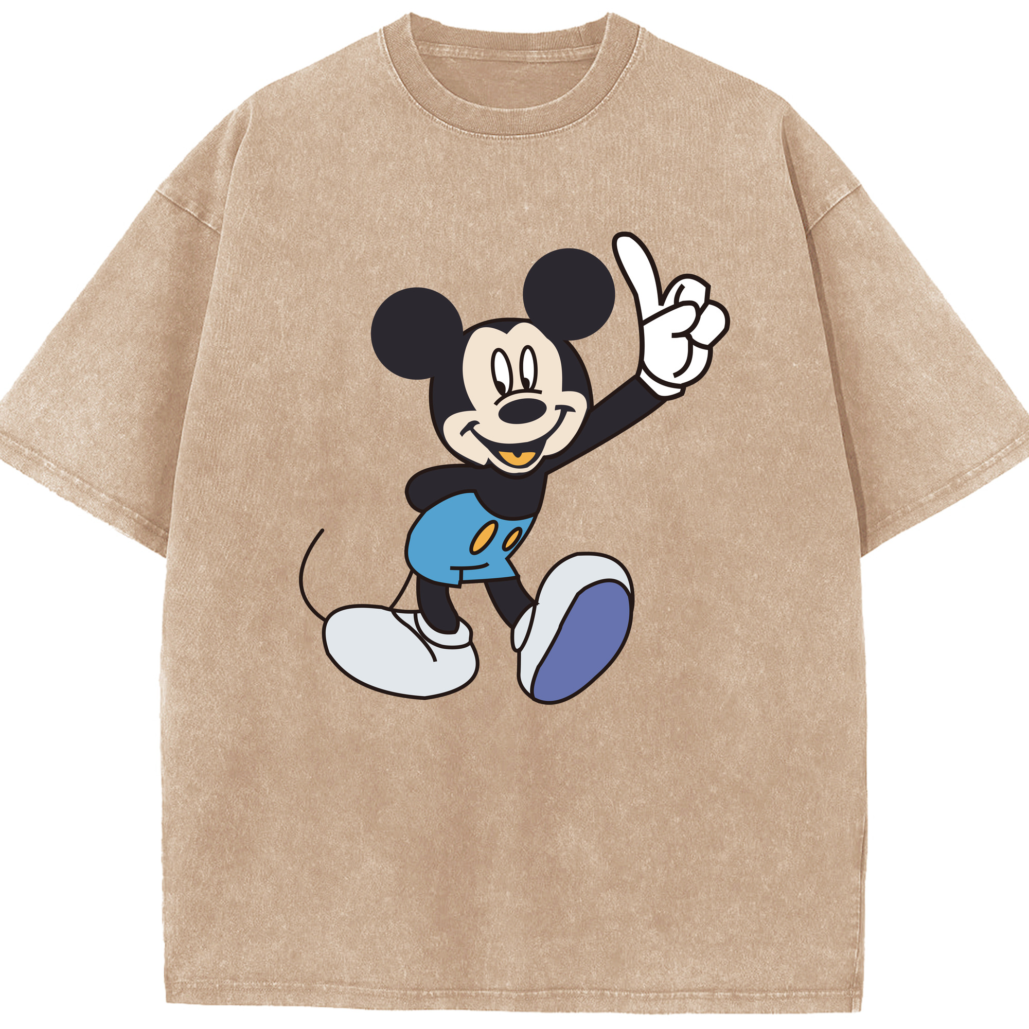 （画像用） ミッキーマウス Mickey Mouse 綿100% ヴィンテージ風 半袖Tシャツ（フロントプリント）